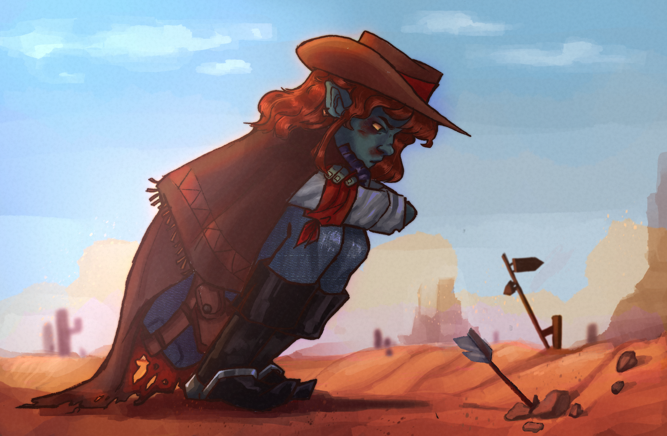 Concept art for a comic I was thinking of writing about two gunslingers who hunt each other in space (and fall in love) but don’t know they are hunting each other.