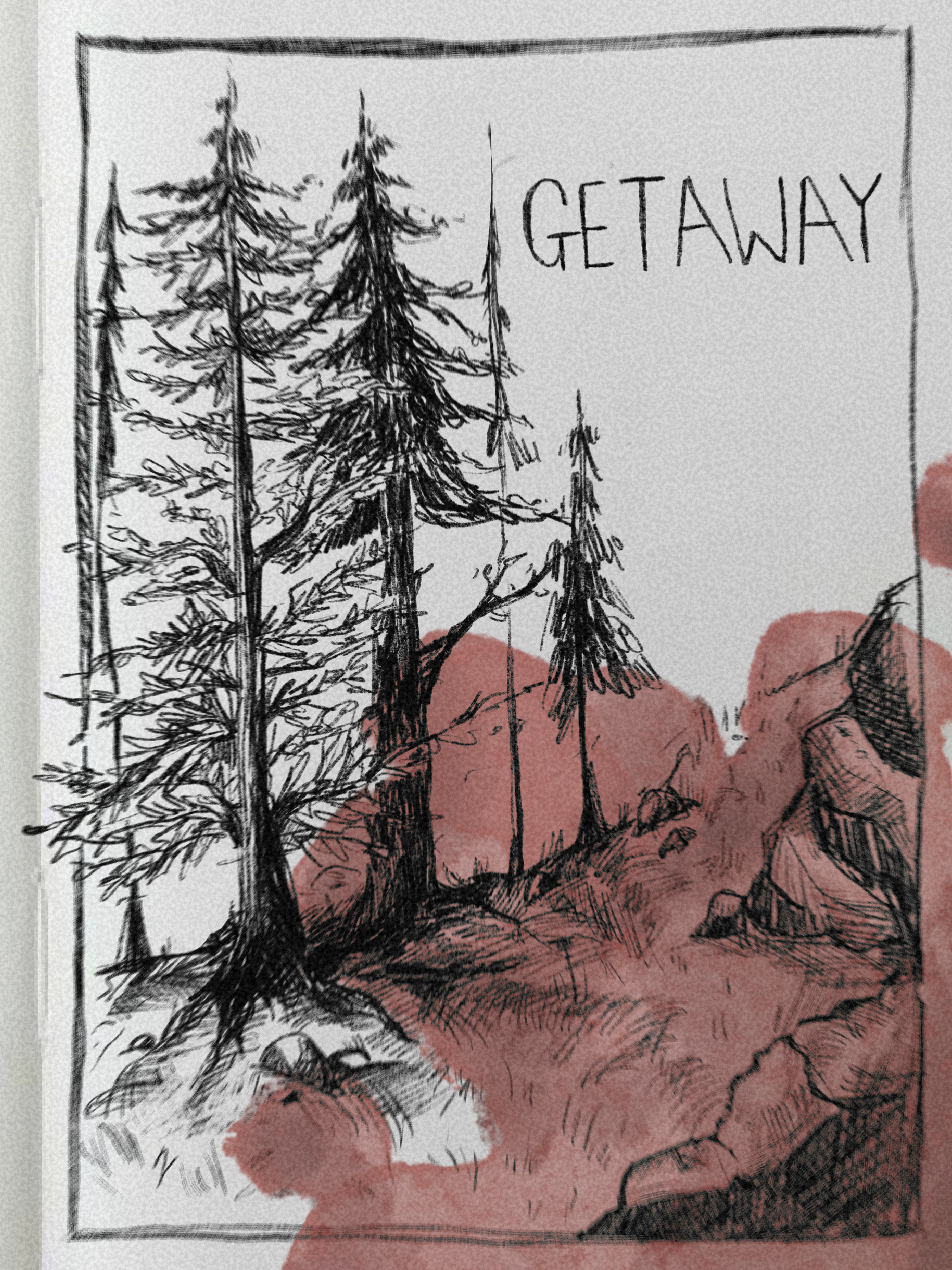 Film poster commissioned for student film ‘Get Away’ 2023. I also worked on set doing life drawing for one of the characters notebooks. The style is supposed to be the characters journal. 