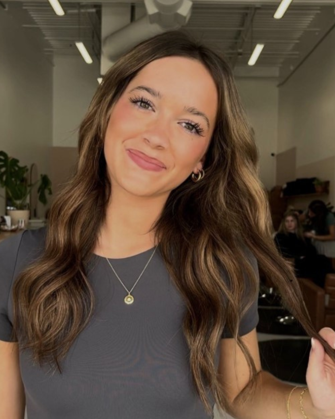 Brunette Balayage with 2 Rows of Extensions by Emma Joy