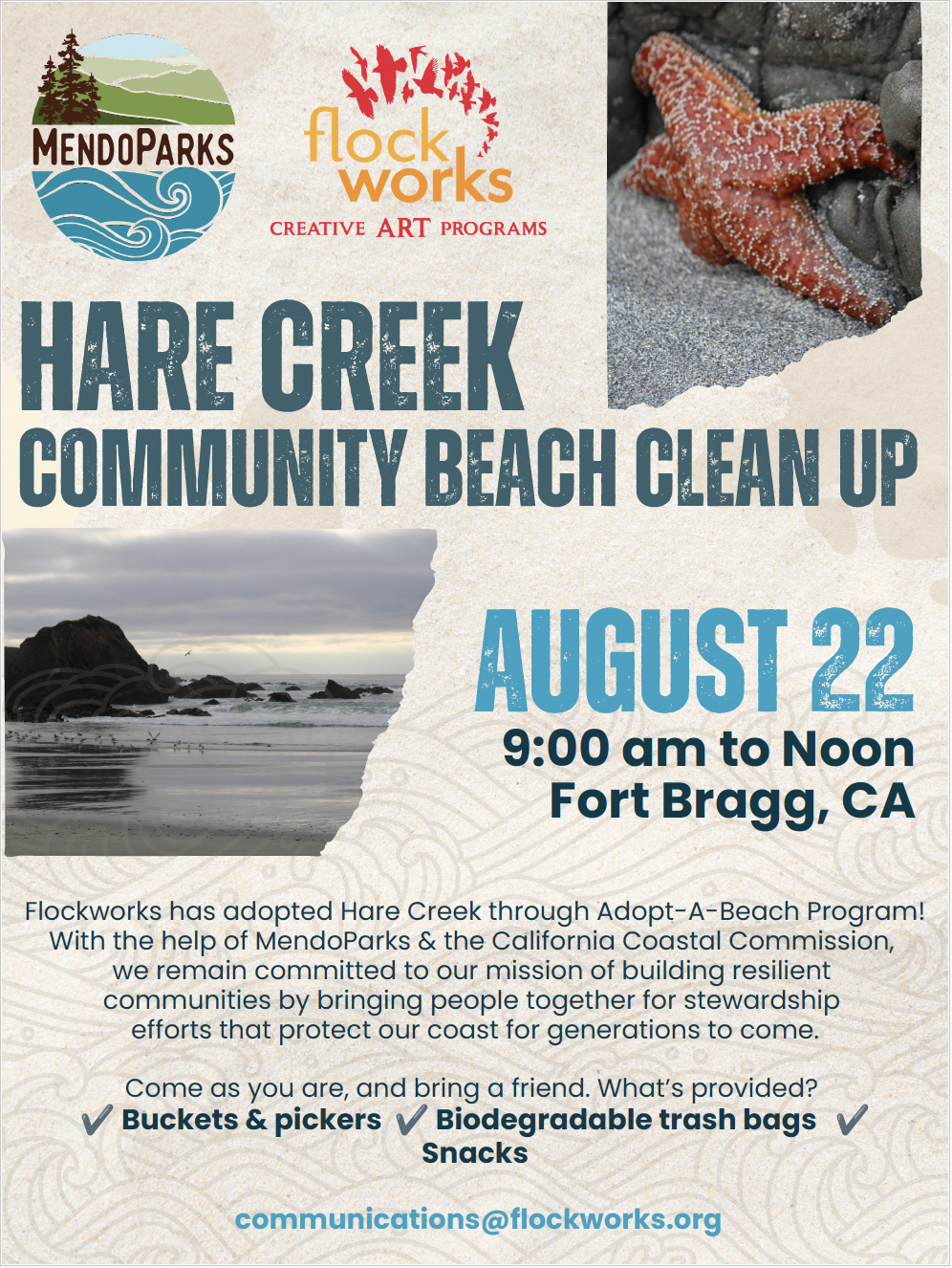 Hare Creek Beach Cleanup Flyer.