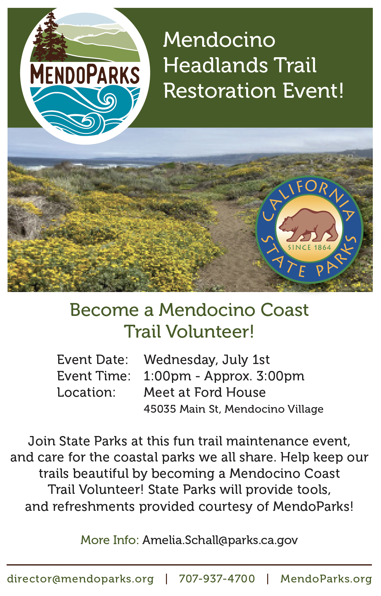 Mendocino Trail Volunteer flyer