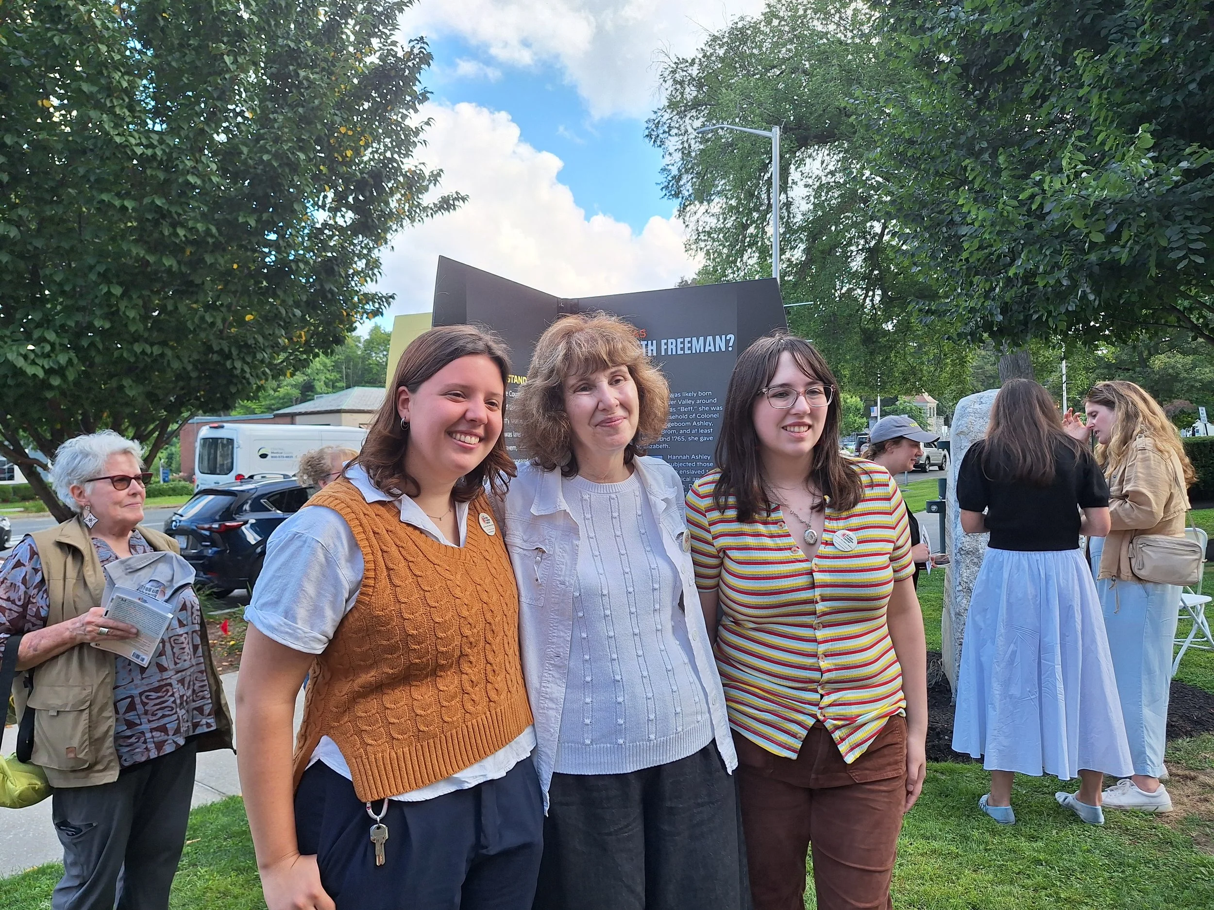 MassArt Professor Irena Roman with her students Abby Glover and Sunny Sunnerberg