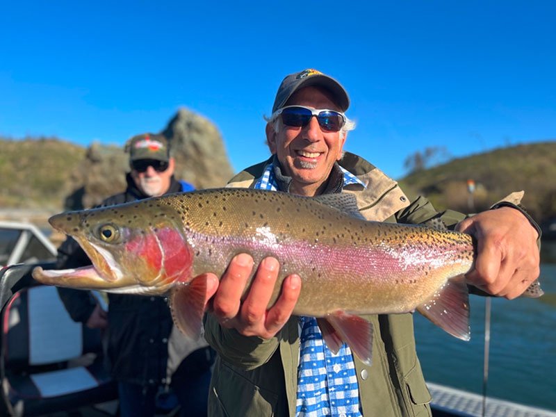 Beautiful rainbow trout caught on the Sacramento River with Kirk Portocarrero, professional fishing guide.