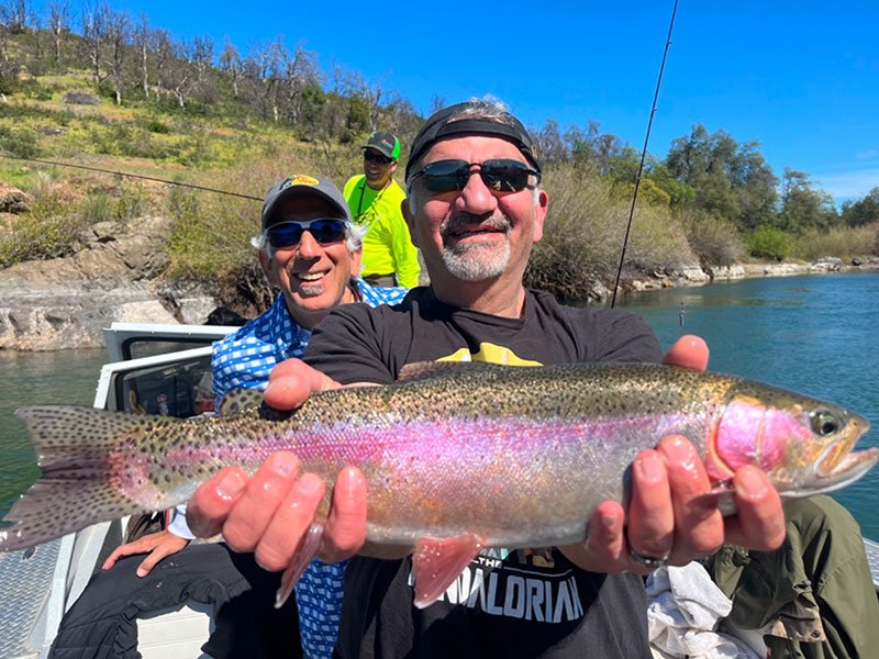 Beautiful rainbow trout caught on the Sacramento River with Kirk Portocarrero, professional fishing guide.