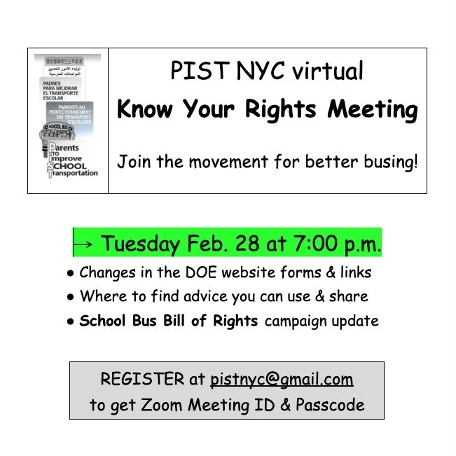 Blog 1 — PIST NYC - Parents to Improve School Transportation