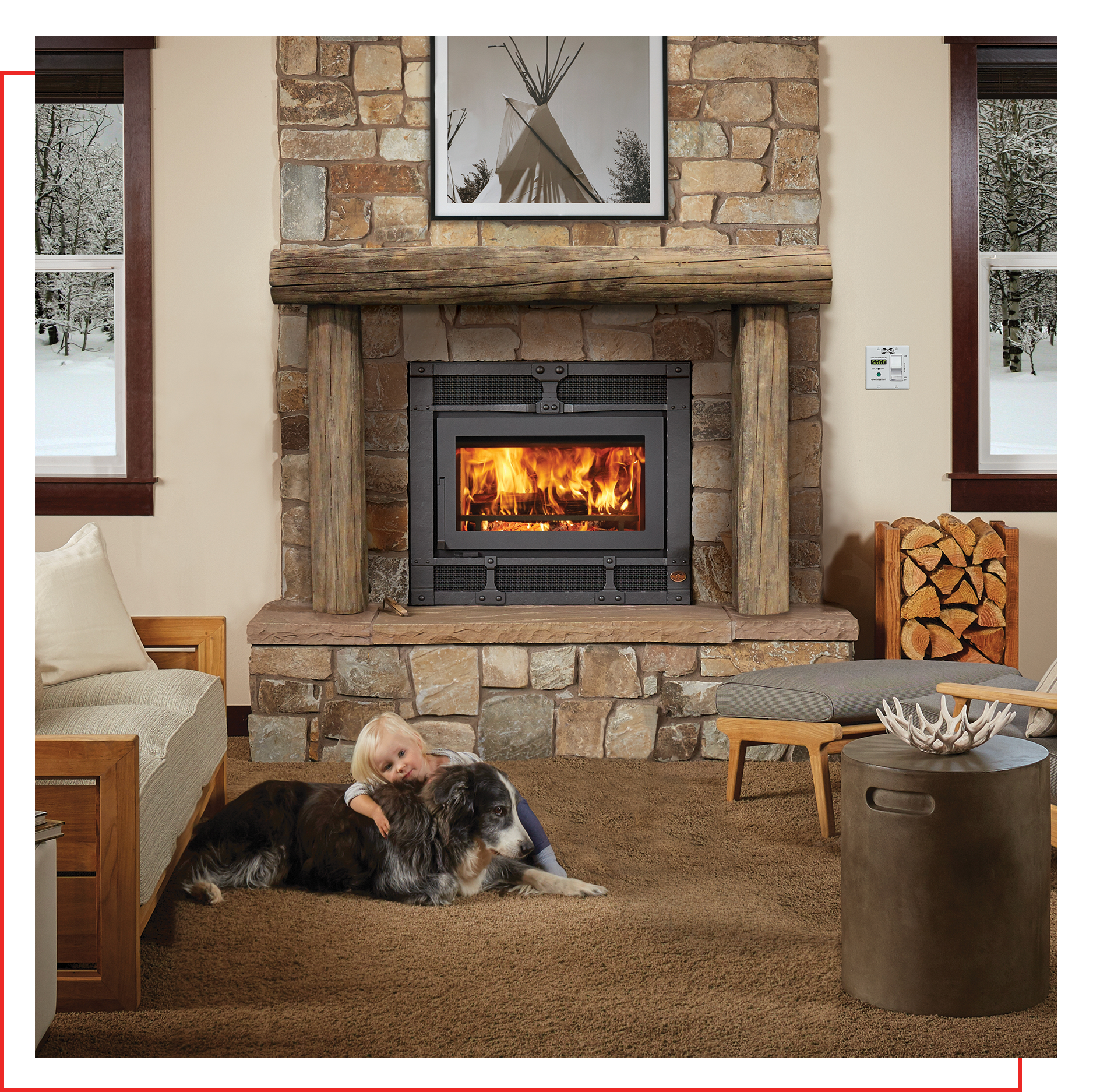 Wood fireplace in Redding, CA home from The Fireplace Showroom