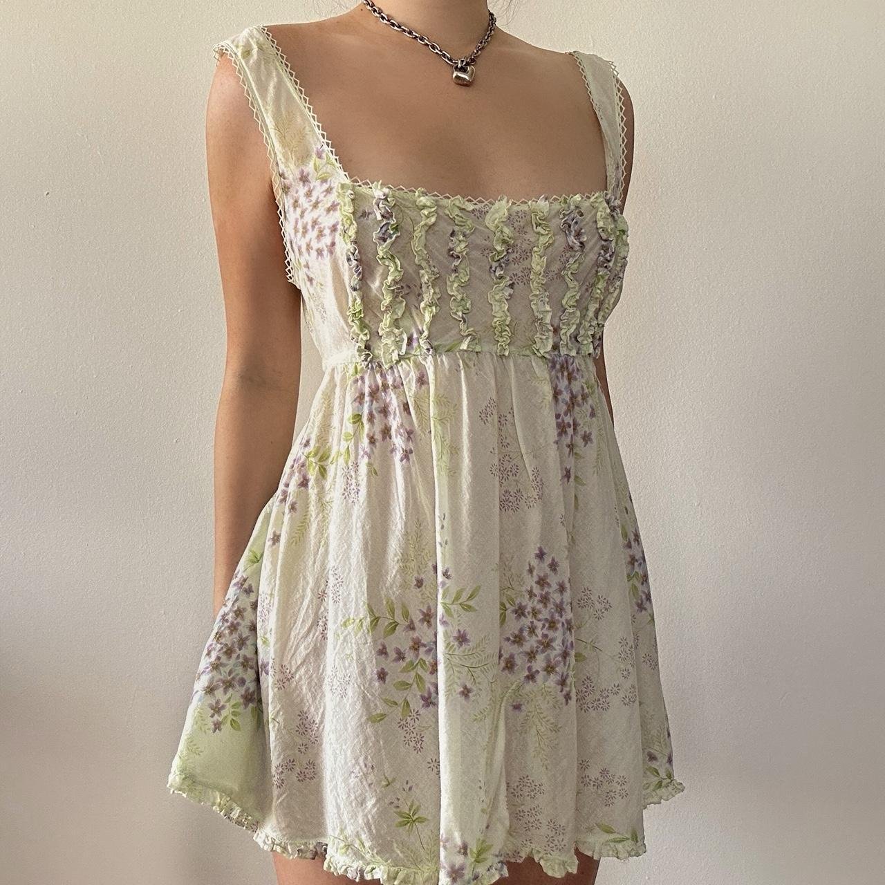 vintage victoria’s secret green floral milkmaid babydoll