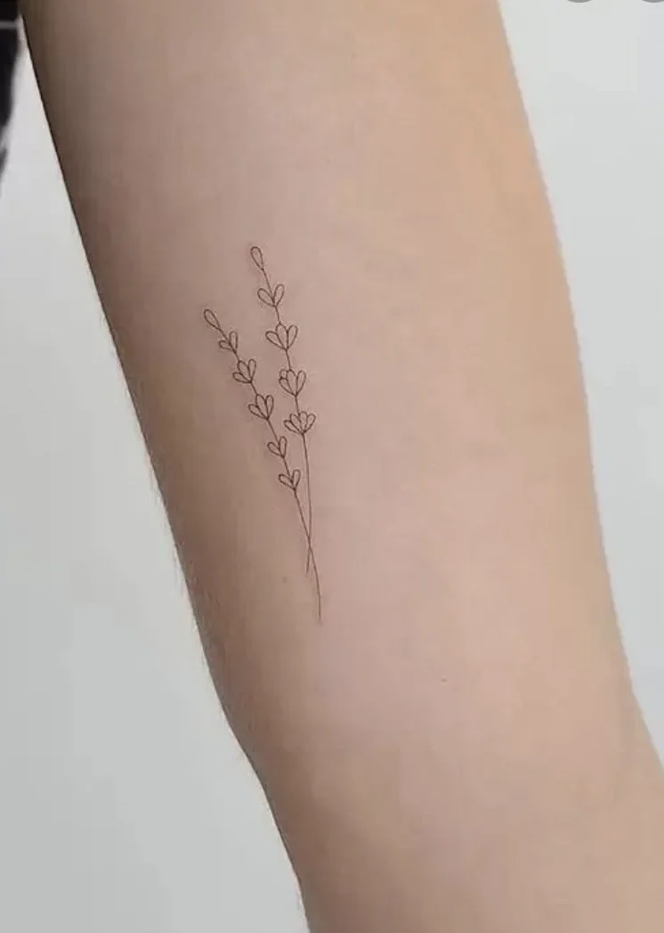 Fine Line Tattoo Art Lavender Flowers