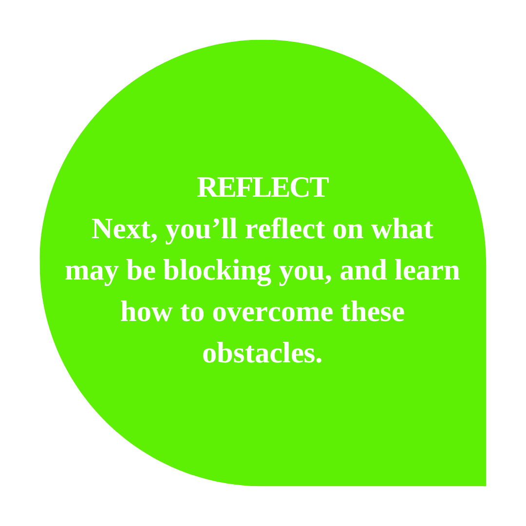 REFLECT Next, you’ll reflect on what may be blocking you, and learn how to overcome these obstacles..png