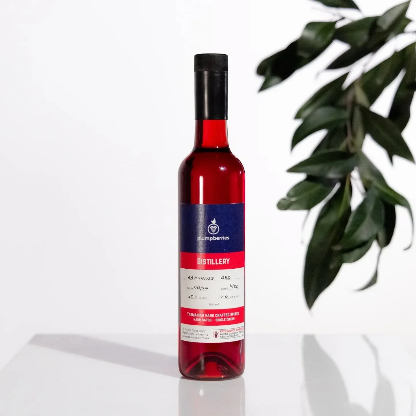 Raspberries two ways:

1. Frozen immediately after picking. Available 24/7 in our self serve farm gate freezer.

2. A flavour filled liqueur called Ravishing Red. Available to order and/or for private tasting. Visit plumpberries.com.au

Our raspberri