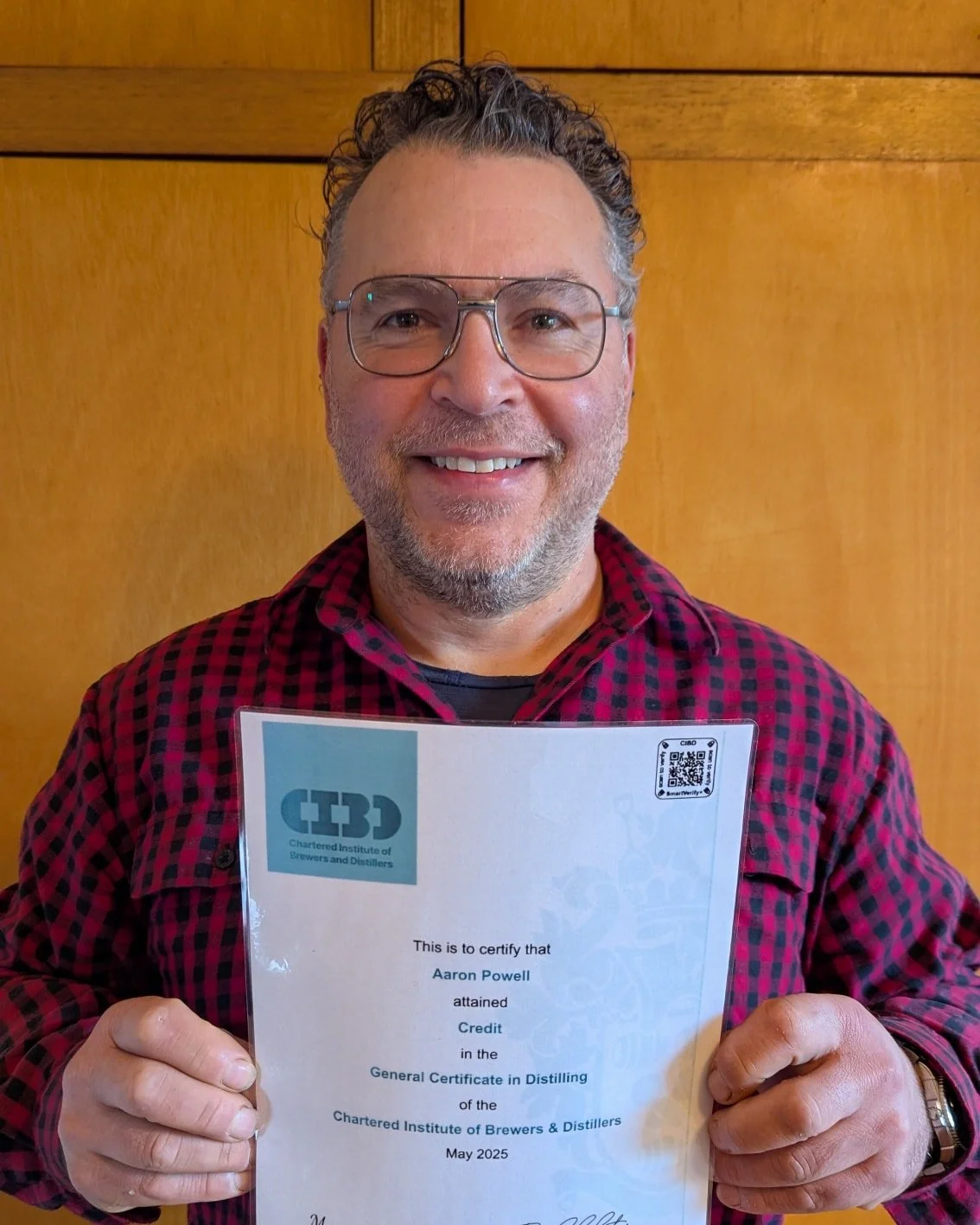 DISTILLERY NEWS
Our distiller Aaron was recently awarded a Credit in the General Certificate in Distilling from the Chartered Institute of Brewers and Distillers. This is an international certification. He is grateful for the scholarship he was award