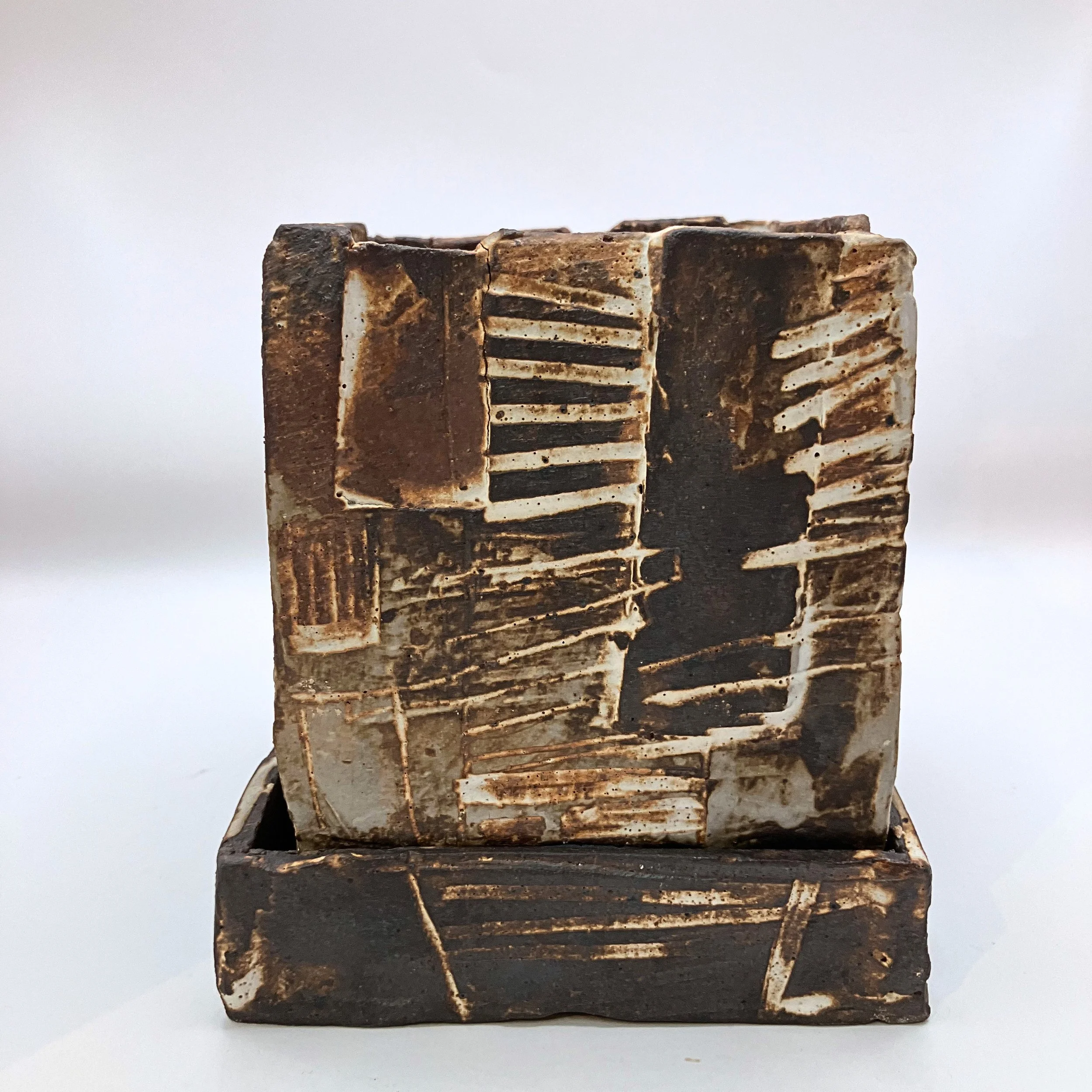 Cityscape, Contemporary Small Square Bonsai or Succulent Pot, III.II