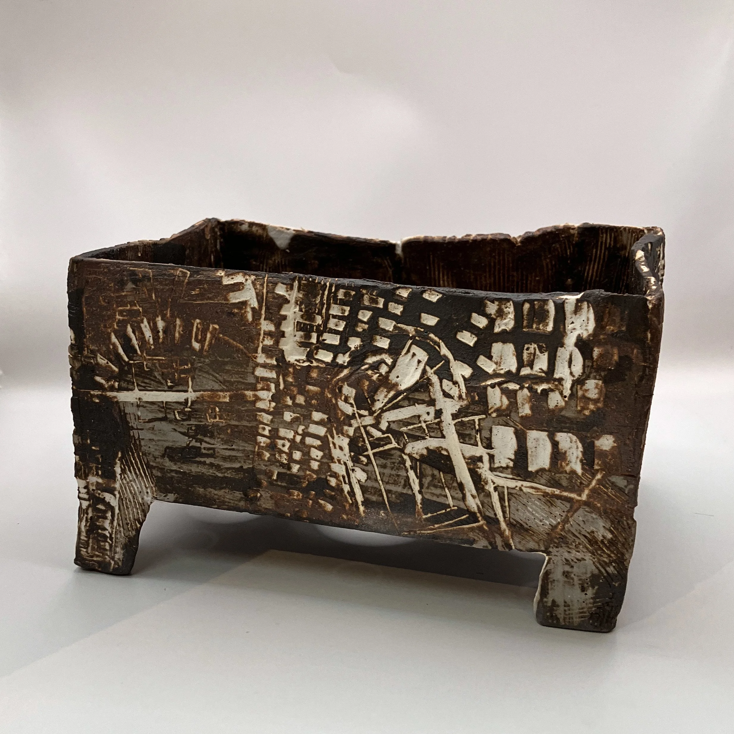 Cityscape, Contemporary Rectangular Bonsai Pot, I