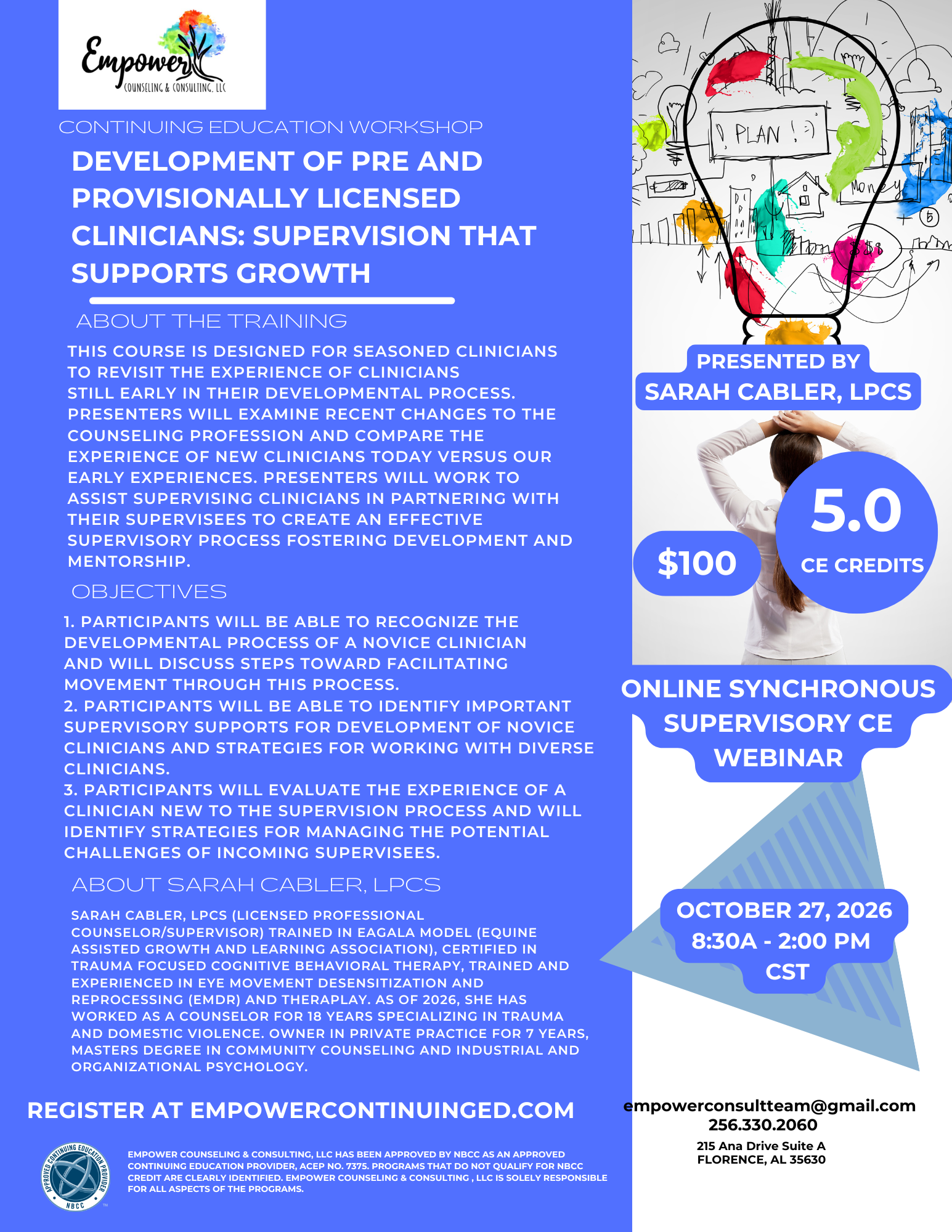 Development of Pre and Provisionally Licensed Clinicians: Supervision that Supports Growth | October 27, 2026