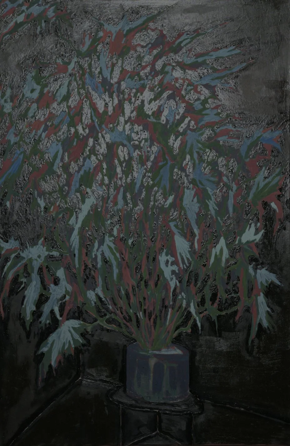 'Begonia: Alone Seated'
Acrylic, Oil, Plaster, Diatomaceous Earth on Canvas
24" x 26"
2023/2025
