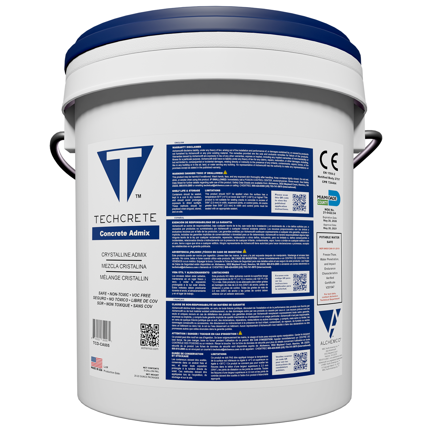 Pail of TechCrete Admix