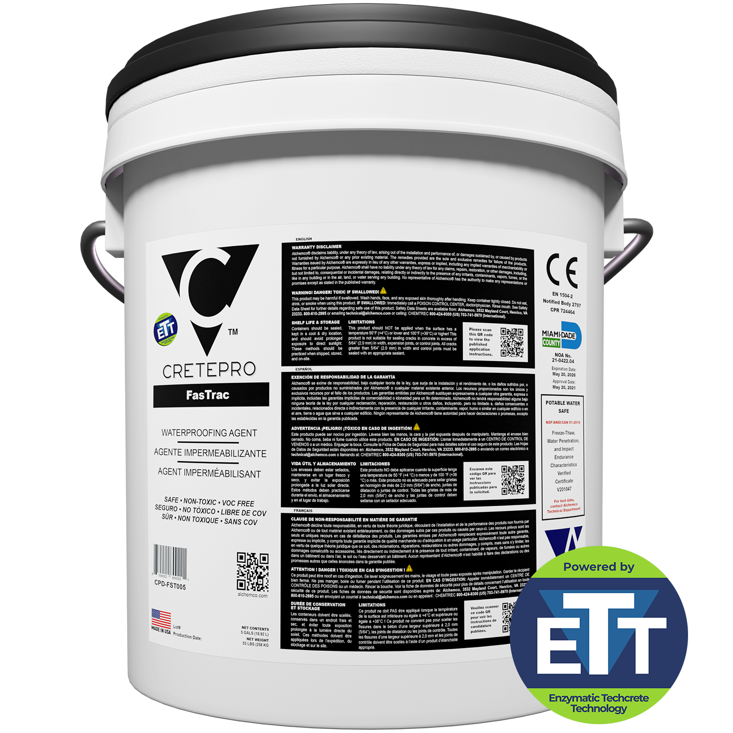 Pail of CretePRO FasTrac