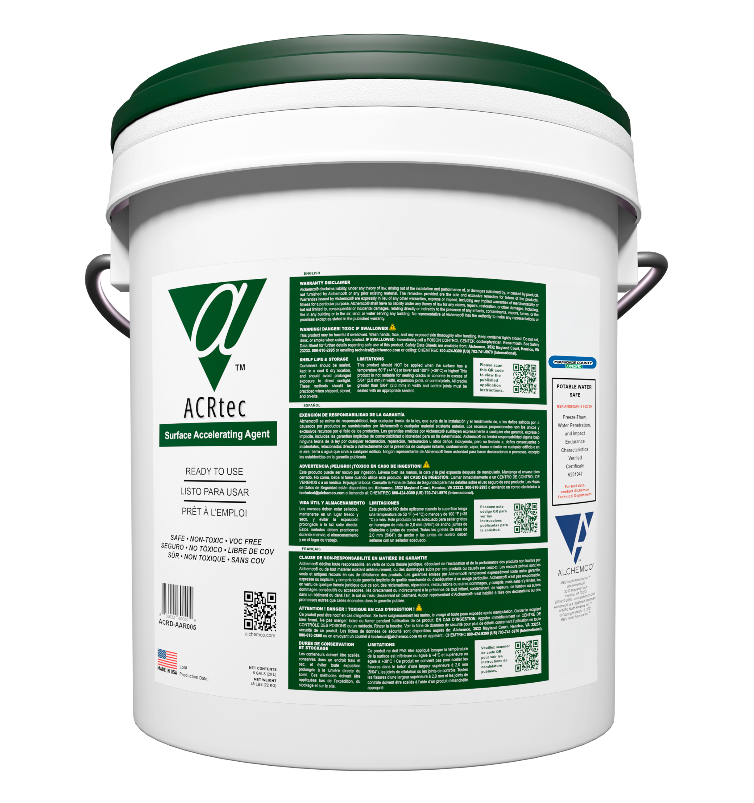 Pail of ACR (Alchemco Clean & Repair) Surface Accelerating Agent