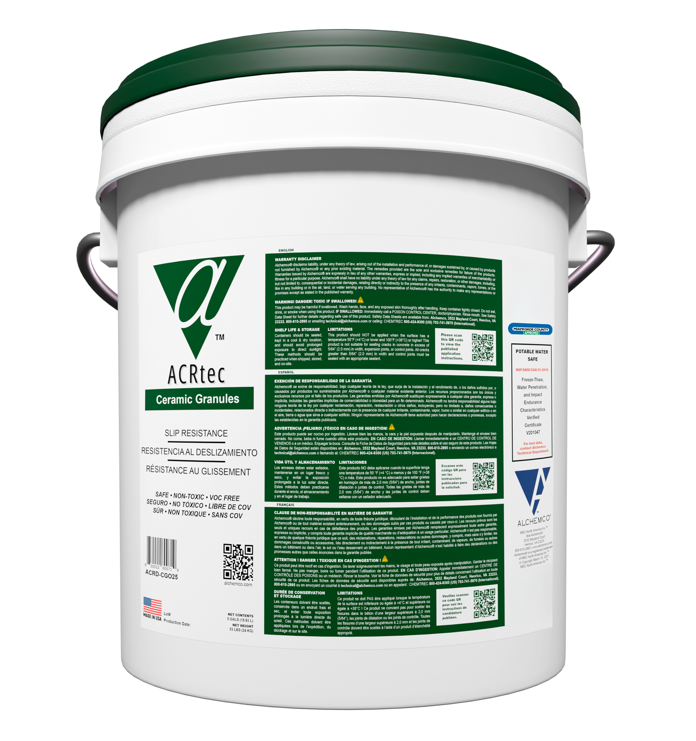 Pail of ACR (Alchemco Clean & Repair) Ceramic Granules