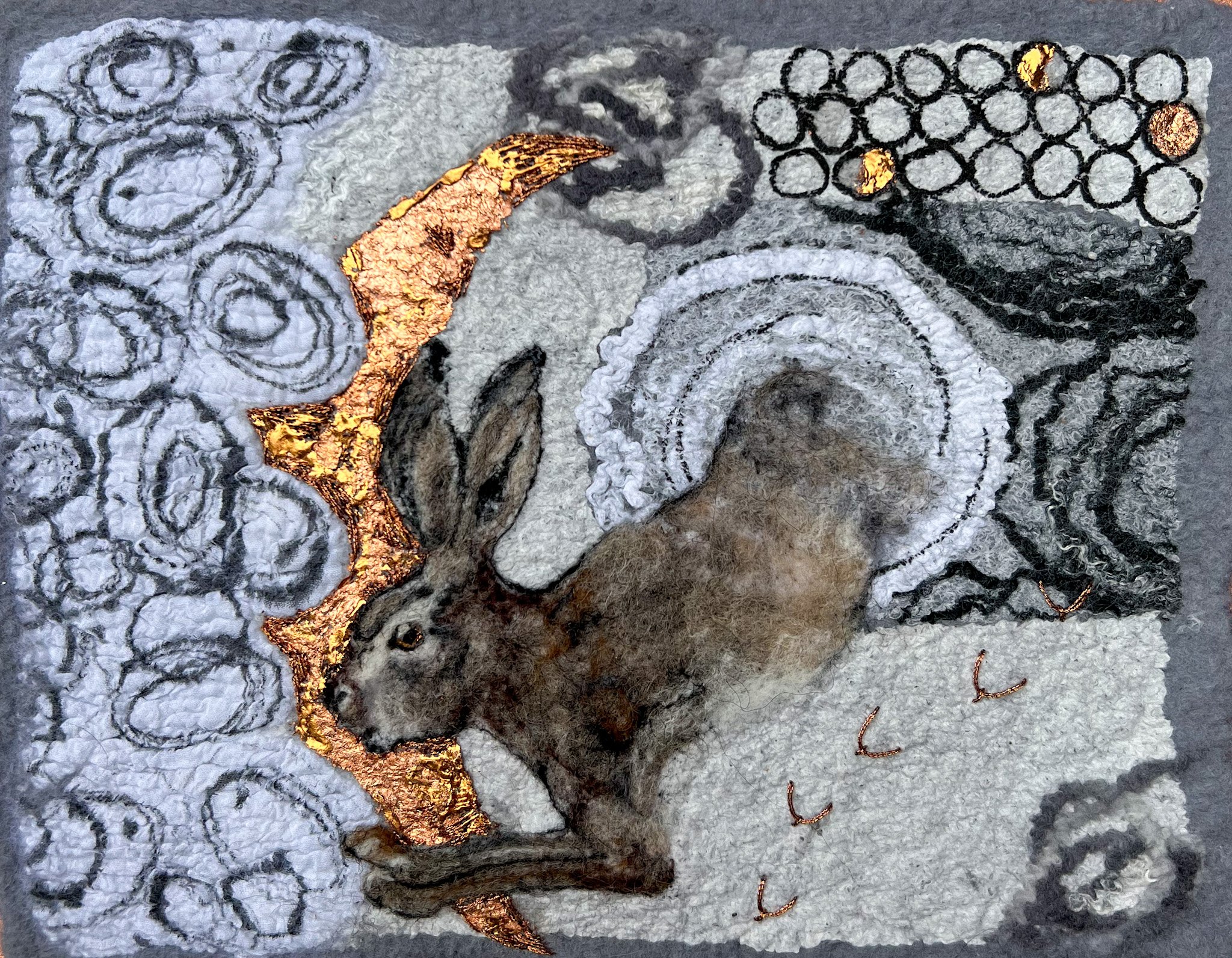 Rabbit Holes, A Rabbit Named Fear Collection, 2022. Wet felted mixed media