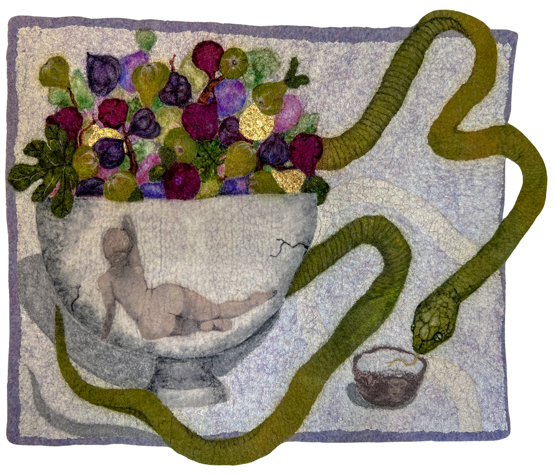 The Enchanted Moura wet felted mixed media wall hagning