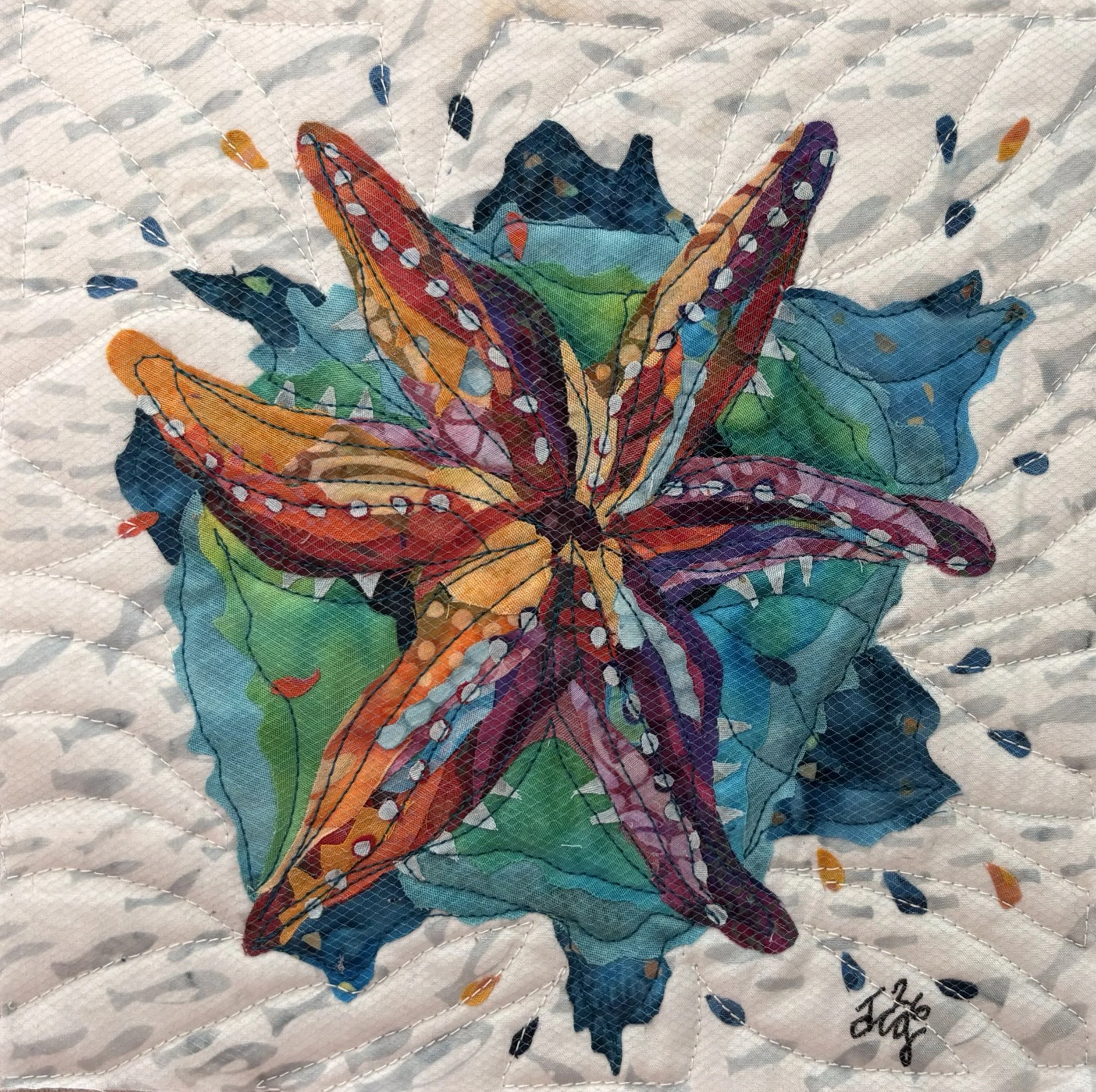 Psychedelic Sea Star. 2026. 9" x 9" shadowbox framed. $170