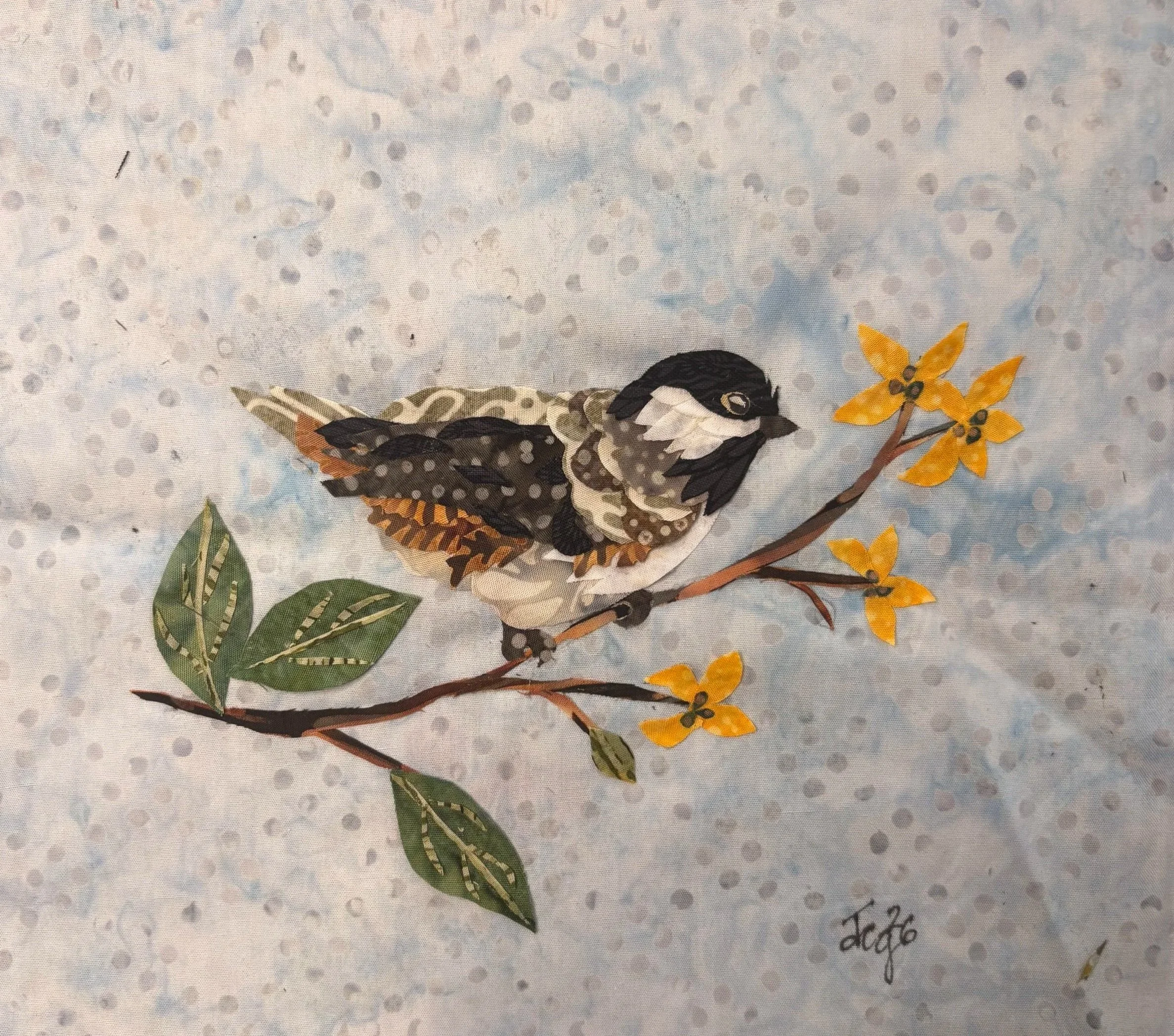 Spring Chickadee, 2026. 9 x 9 inches; shadow box framed. $165