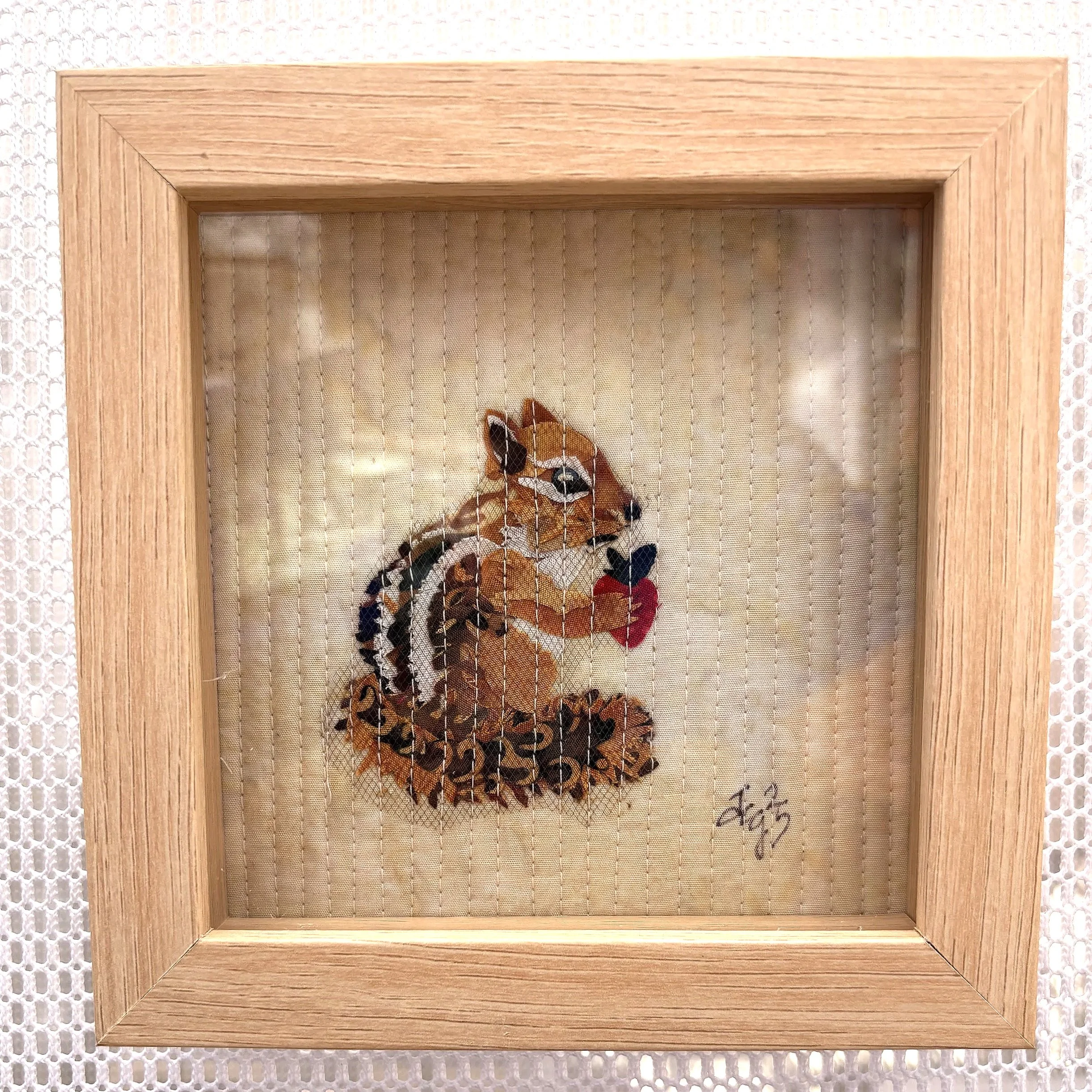 Strawberry Thief, 2025. 5 x 5 inches; shadow box framed. SOLD