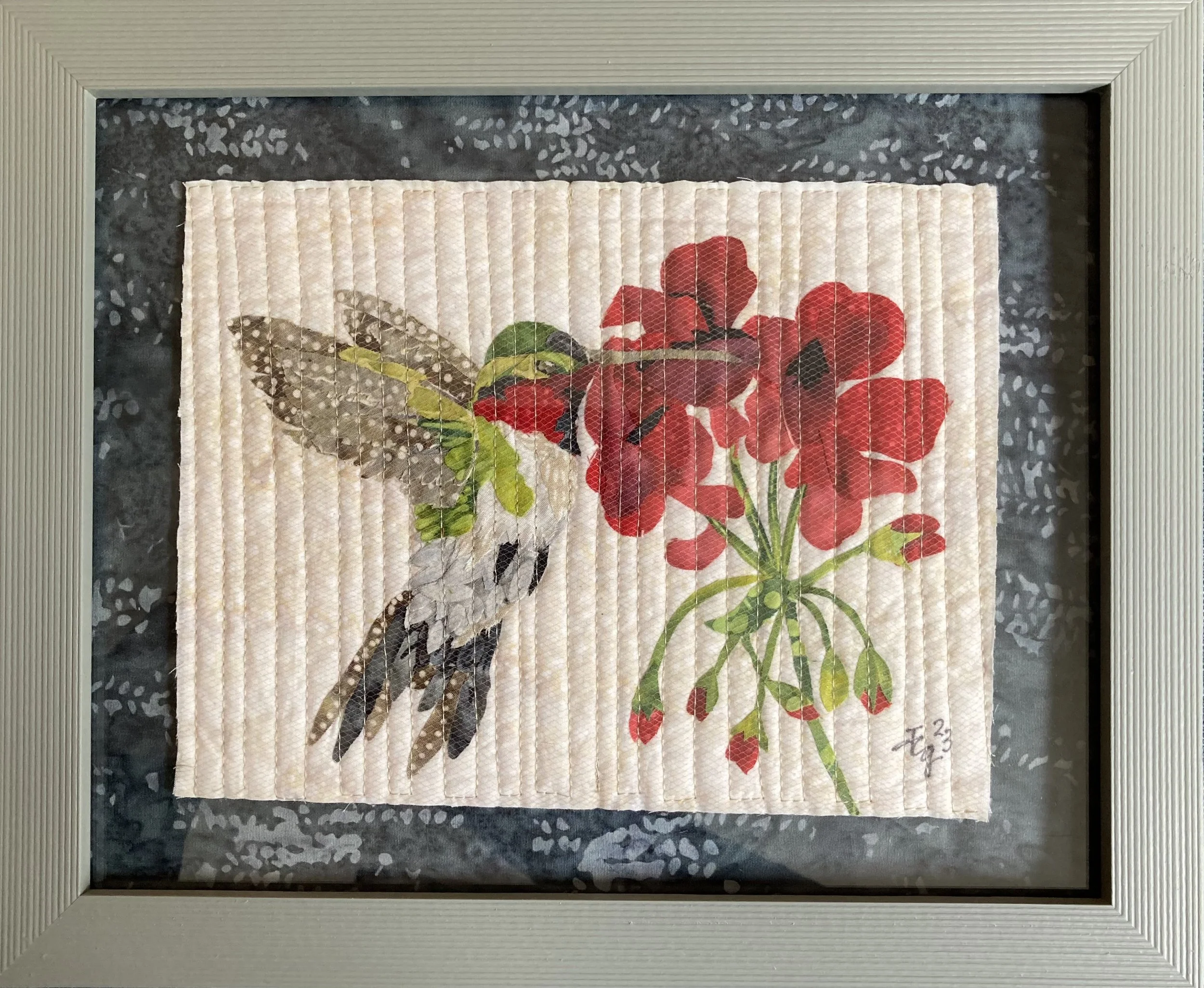 Ruby-throated Hummingbird, 2024. 7 x 9 inches; framed. Commission