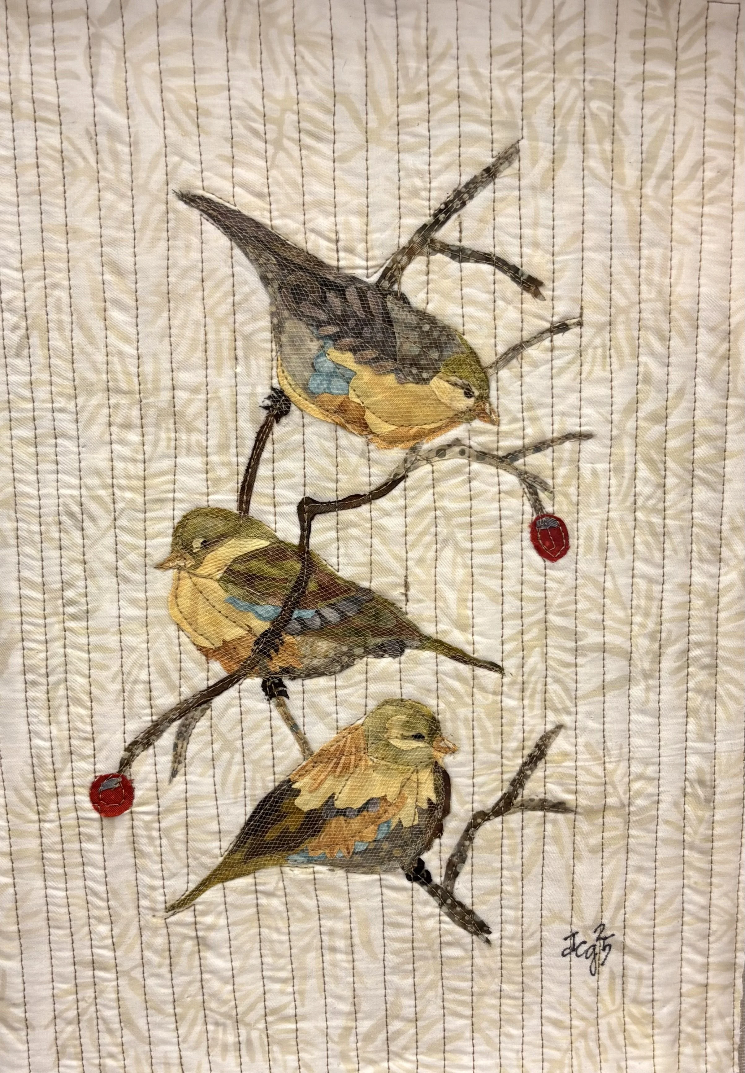 Winter Goldfinches, 2026. 11 x 14 inches; shadow box framed. $195