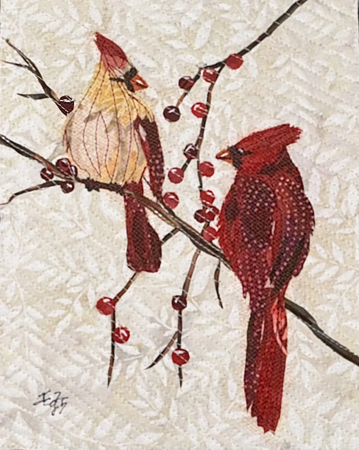 Winter Cardinals, 2025. 11 x 14 inches; shadow box framed. SOLD
