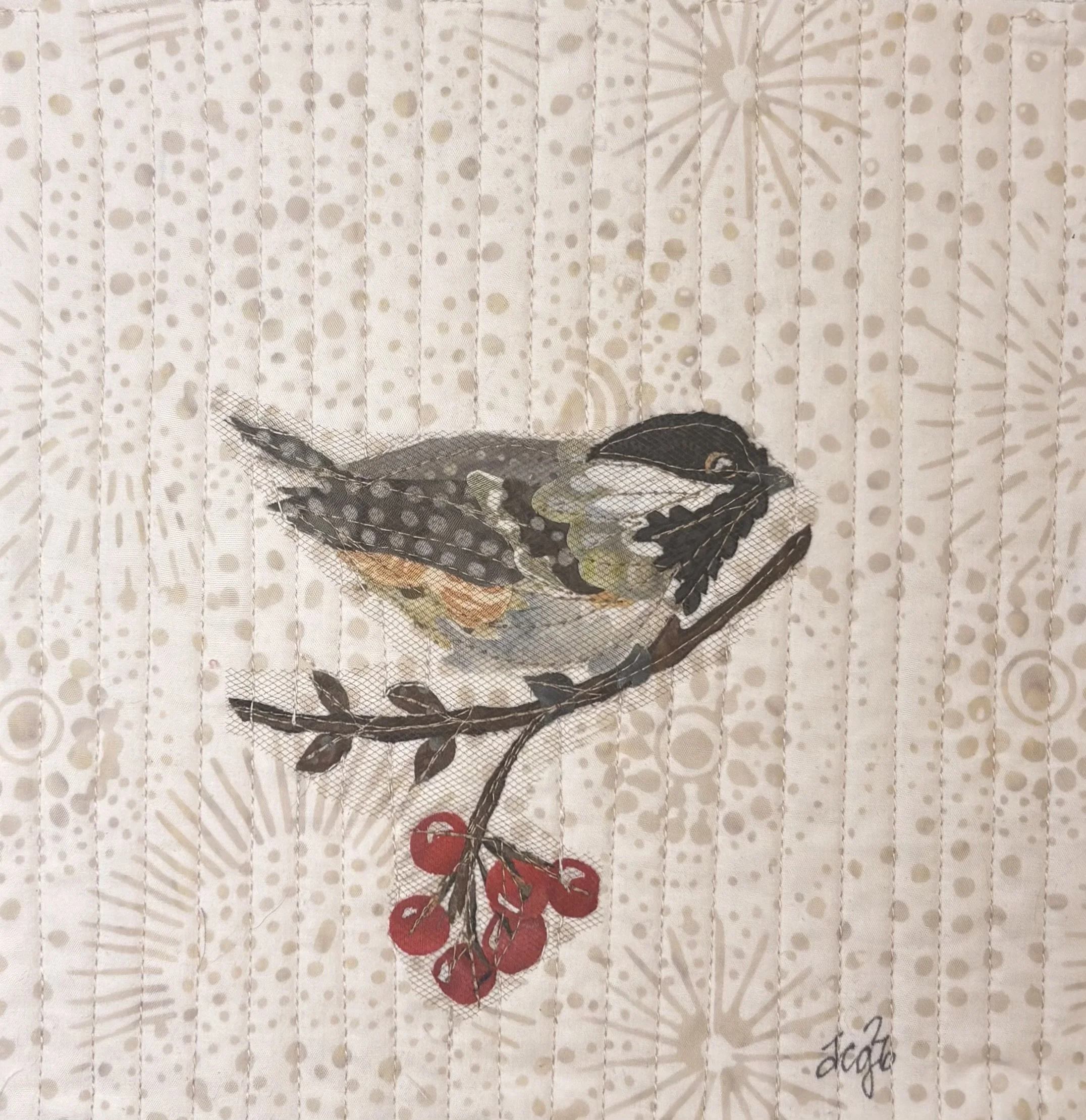 Winter Chickadee, 2026. 9 x 9 inches; shadow box framed. $165