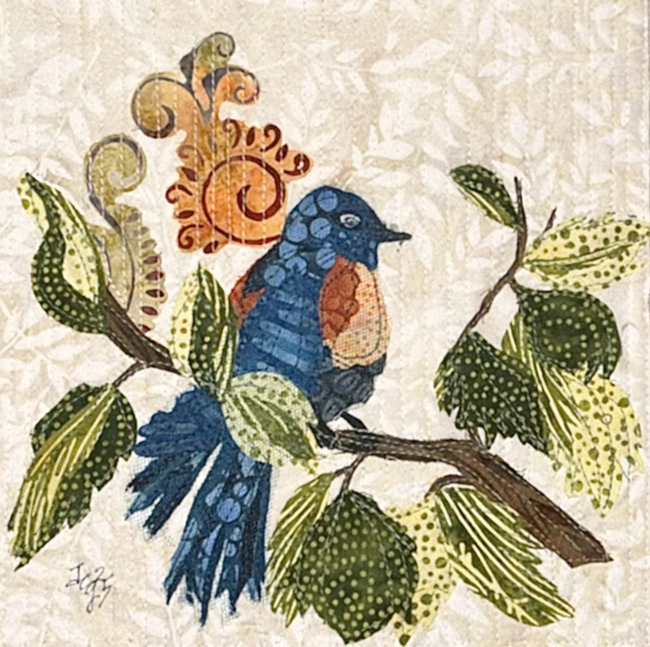 Imagined Bluebird, 2023. 9 x 9 inches; shadow box framed. SOLD
