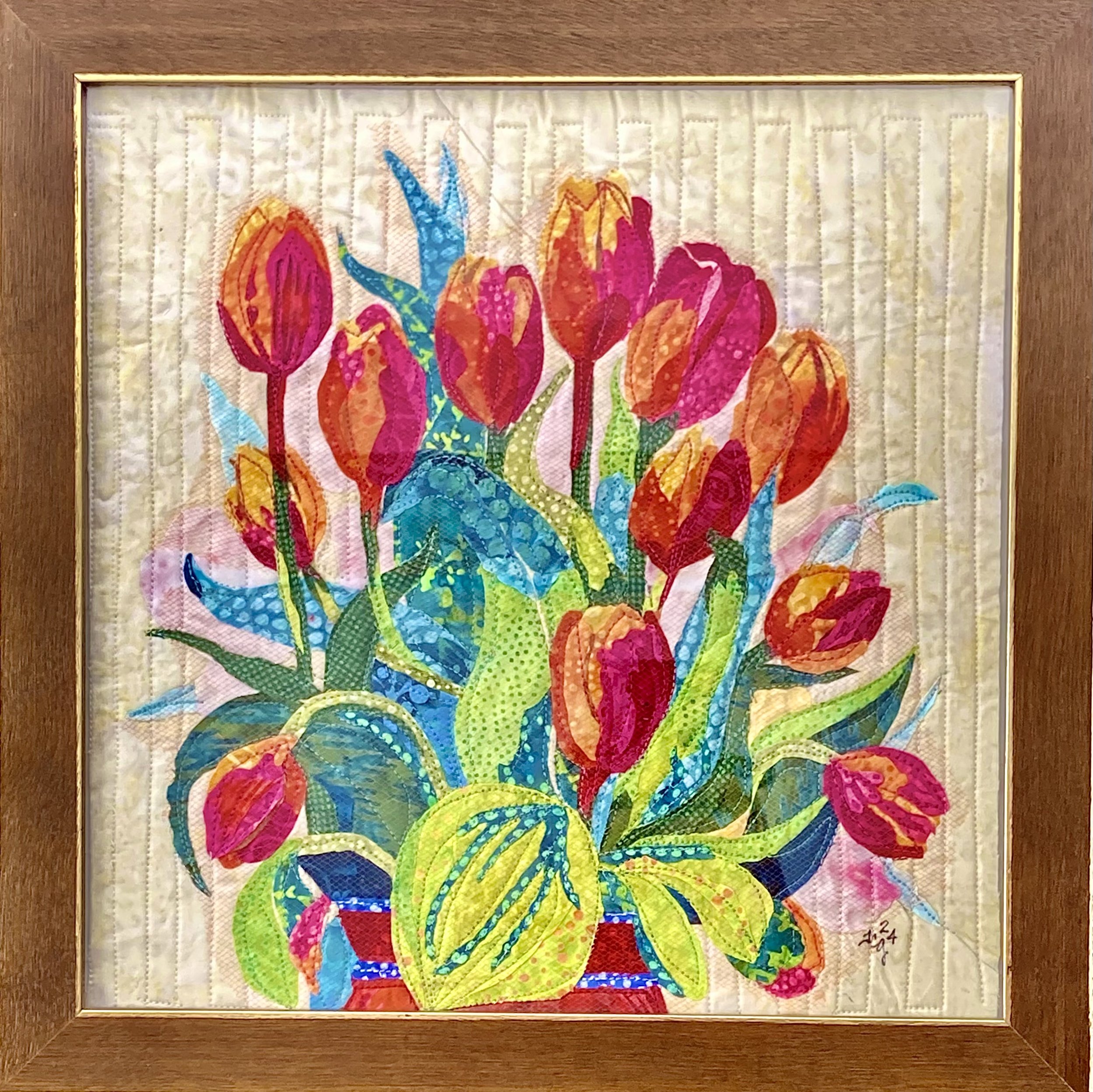 Tulips for You, 2024. 12 x 12 inches; framed. Commission