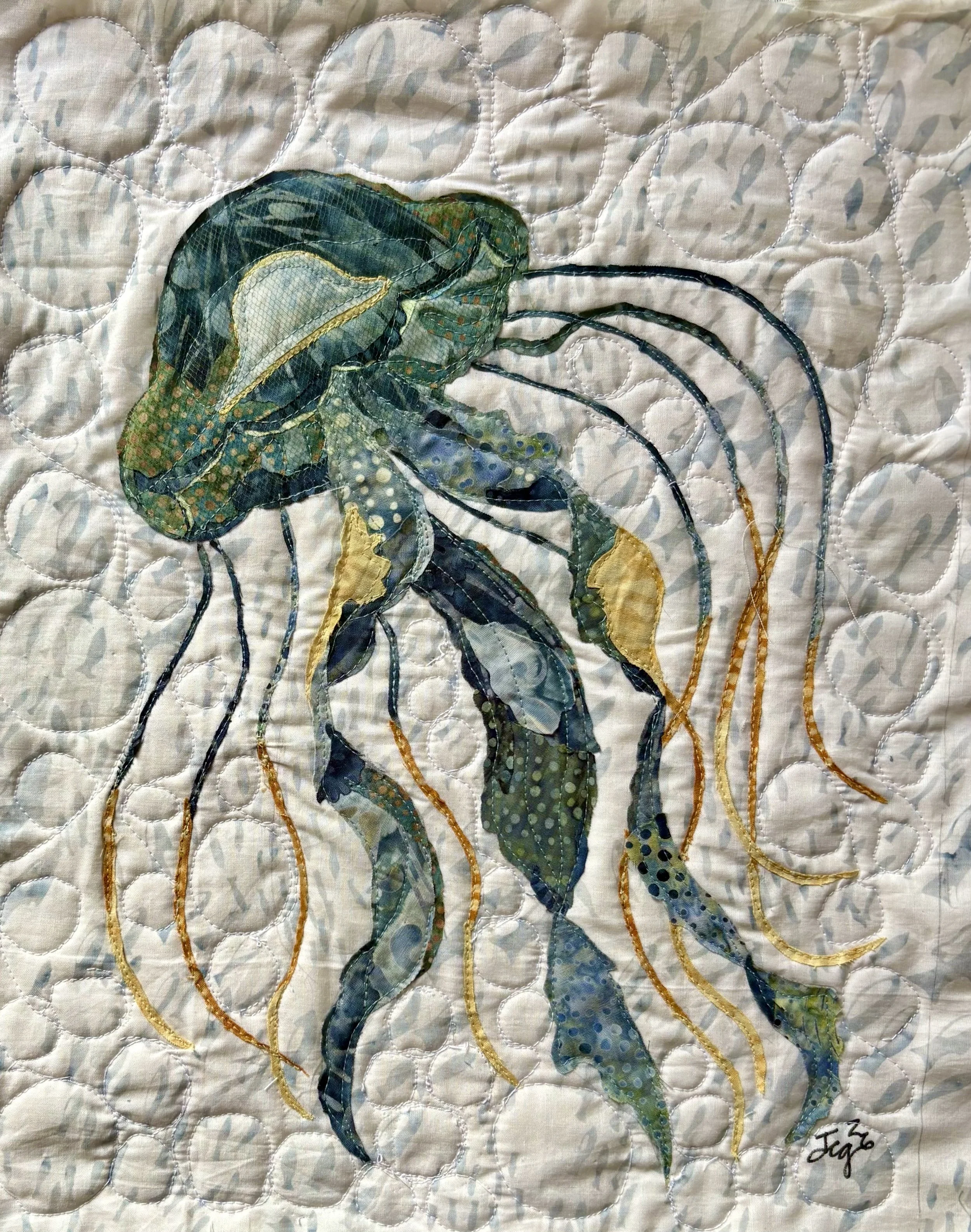Floating Jellyfish. 2026. 11" x 14"; shadowbox framed. $275