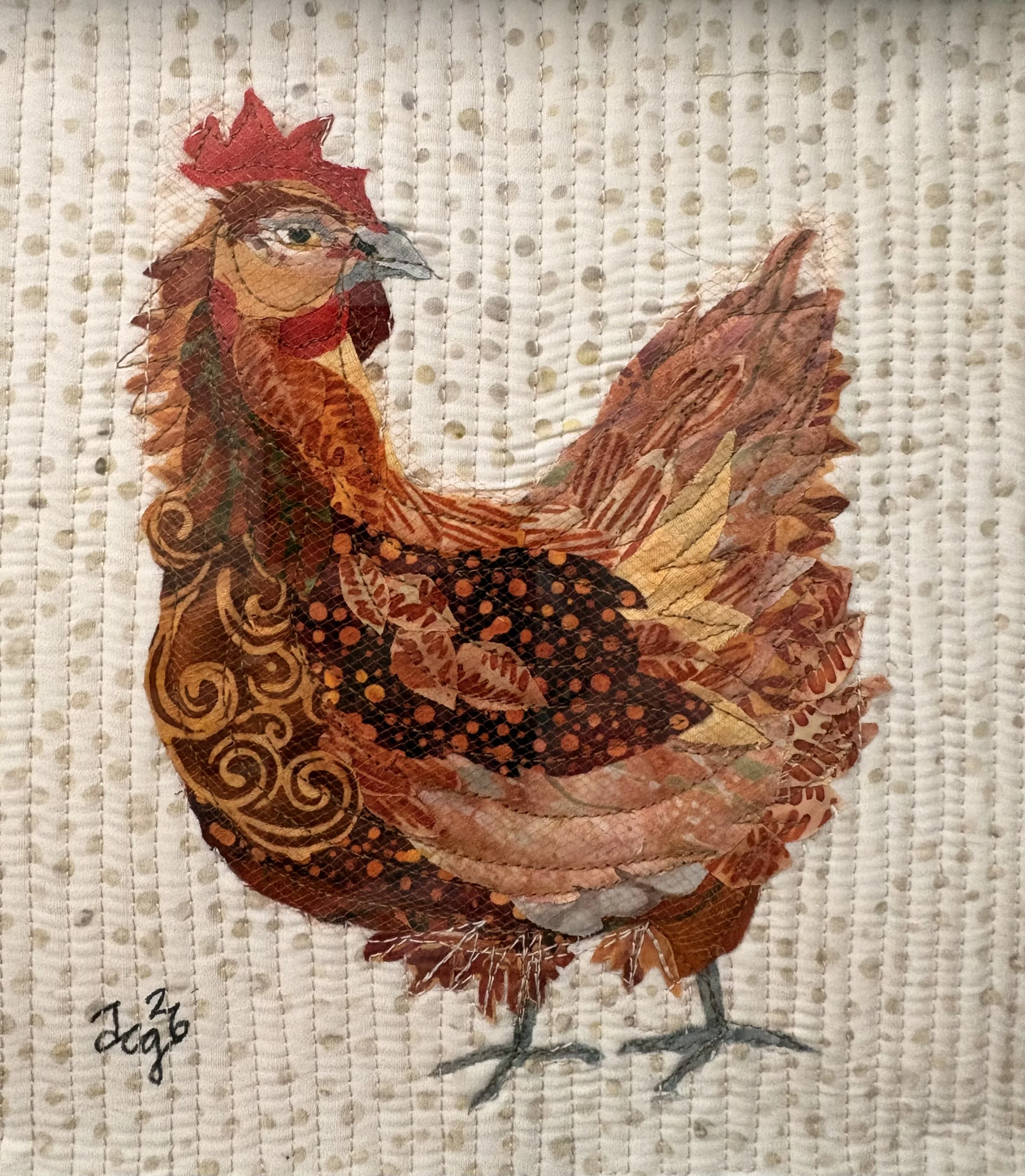 Rhode Island Red Rooster. 2026. 9" x 9" shadowbox framed. SOLD