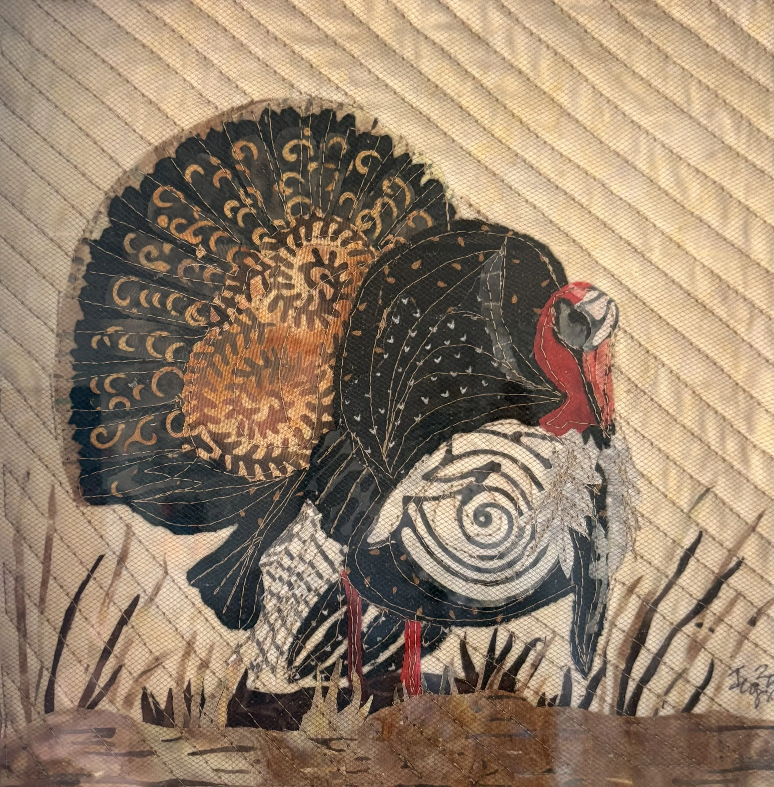 Maine Turkey, 2025. 9 x 9 inches; shadow box framed. Gifted