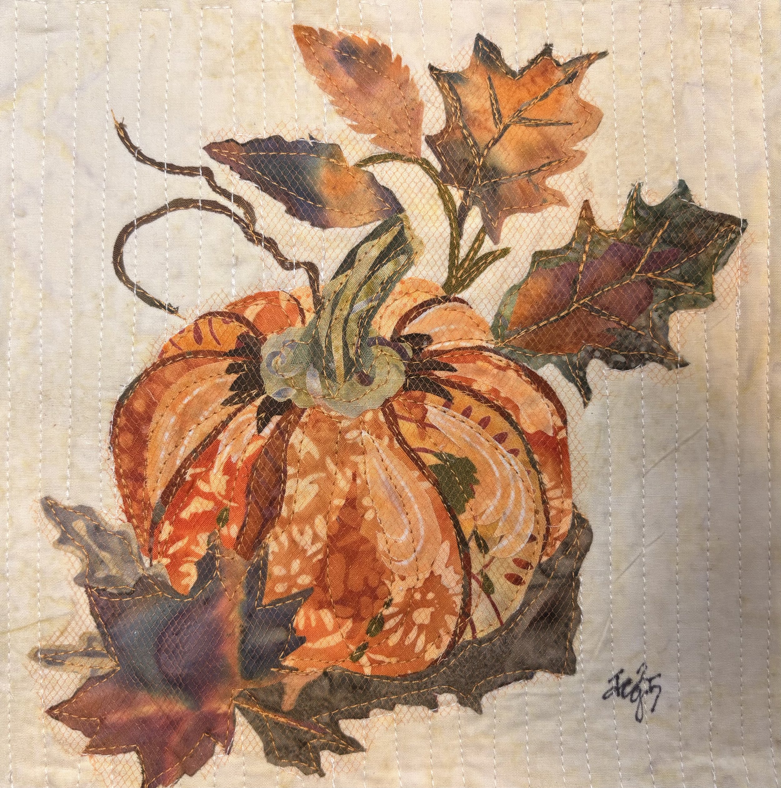 Fall Pumpkin, 2025. 9 x 9 inches; shadow box framed. $165