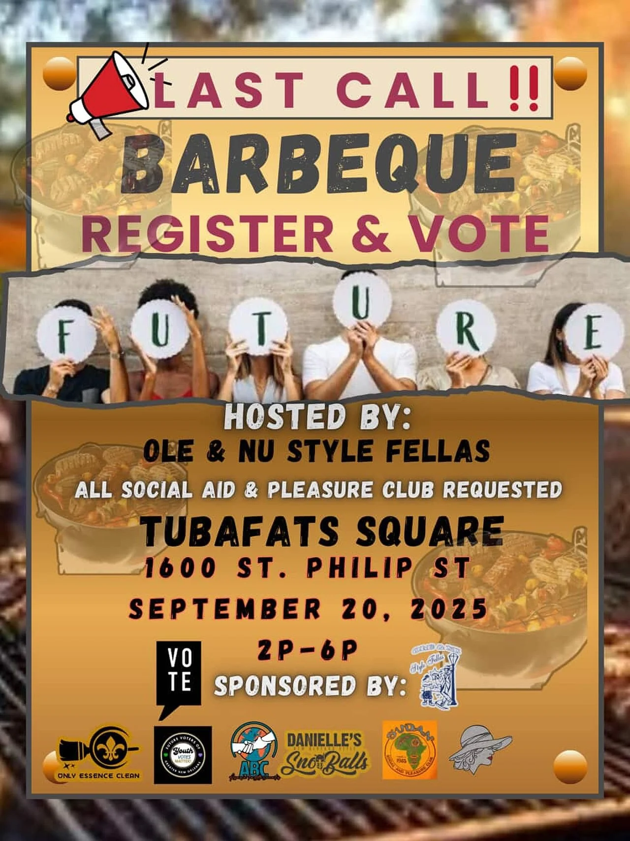 Saturday is the last day to Register To Vote.

LAST CALL📢‼️

The Vision Is To Register As Many Young People that has recently turned 18, or Will Turn 18 after Saturday, but before the OCTOBER 11 Election.

So many VOTERS may have been Purged out the