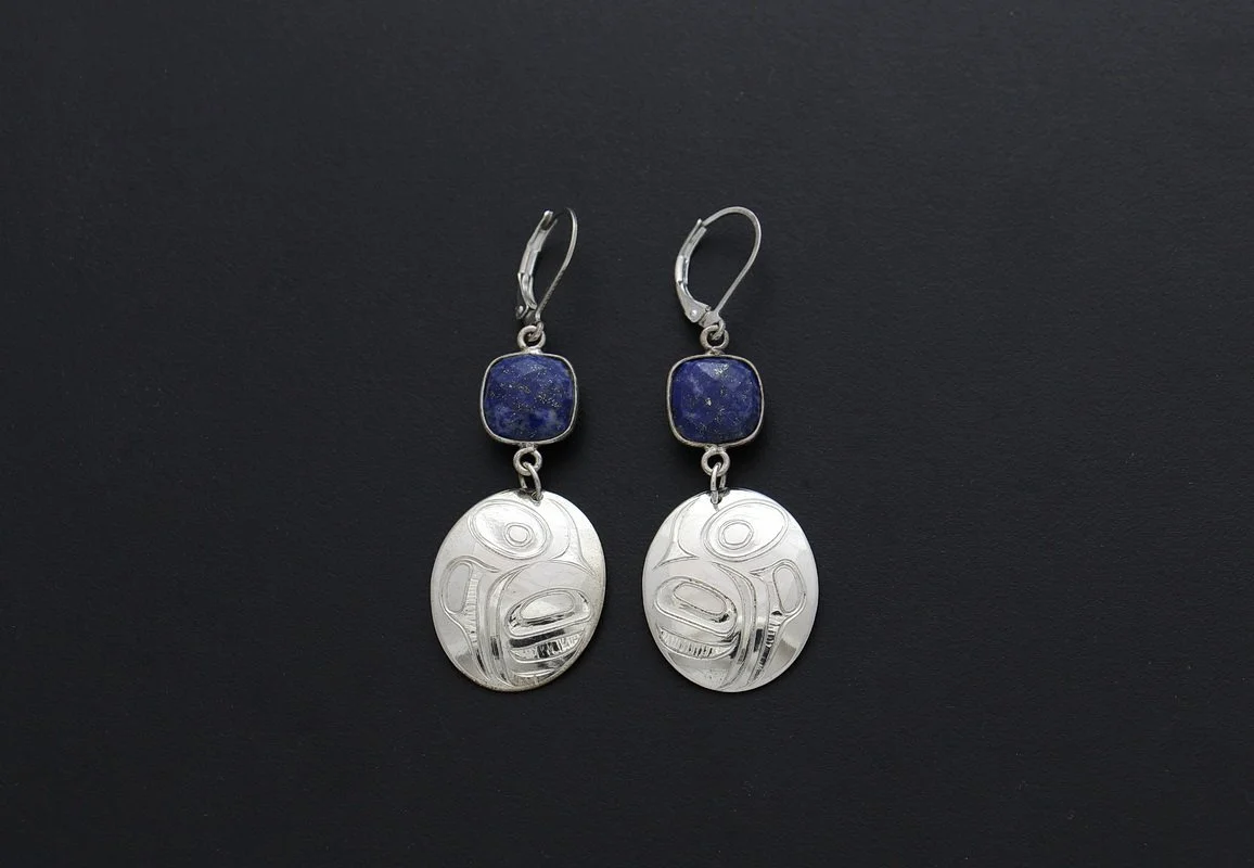 Rosebud design earrings with lapis lazuli *sold*
