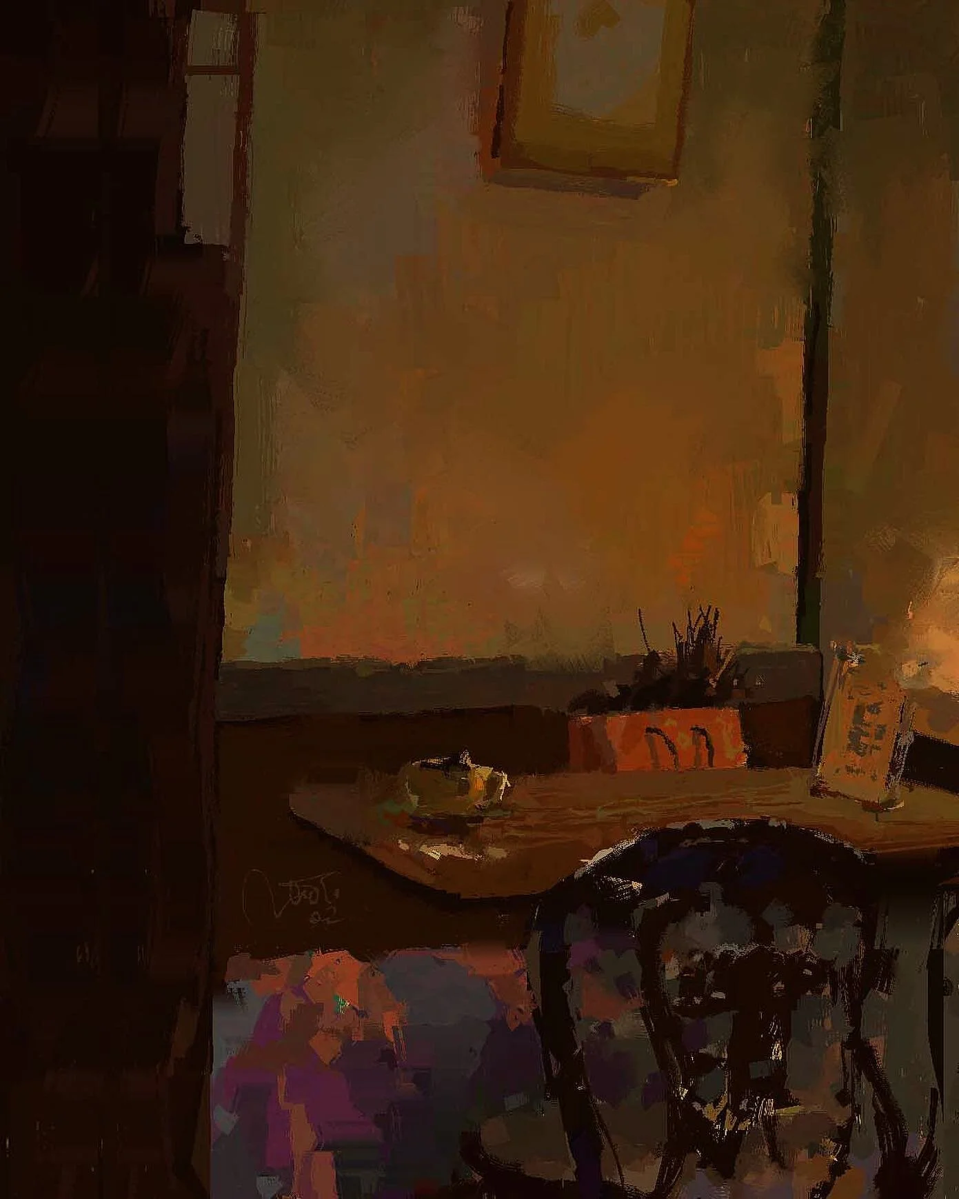 A warm corner seat at Chatei Hato 茶亭羽當. Had au lait glace. #HeavyPaint. 

@heavypoly @heavypaintapp @warriorpainters @hatou_coffee_shibuya #warriorpainters #nopleinnogain #heavypaintapp 
#lightandshadow #茶亭羽當 #shibuya
#landscapepainting  #animationar