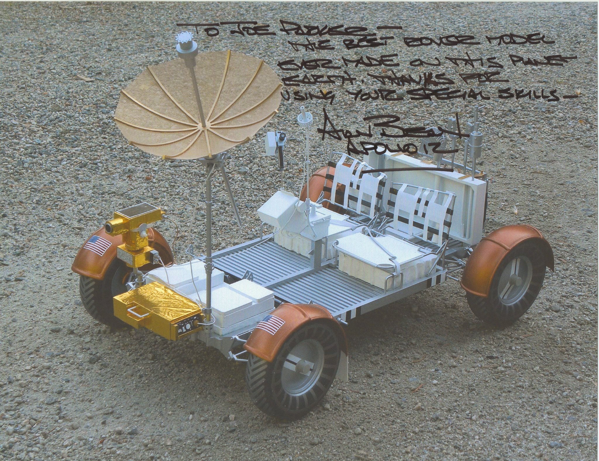 Model lunar rover. One of several models produced for Alan Bean.
Apollo 12
astronaut.