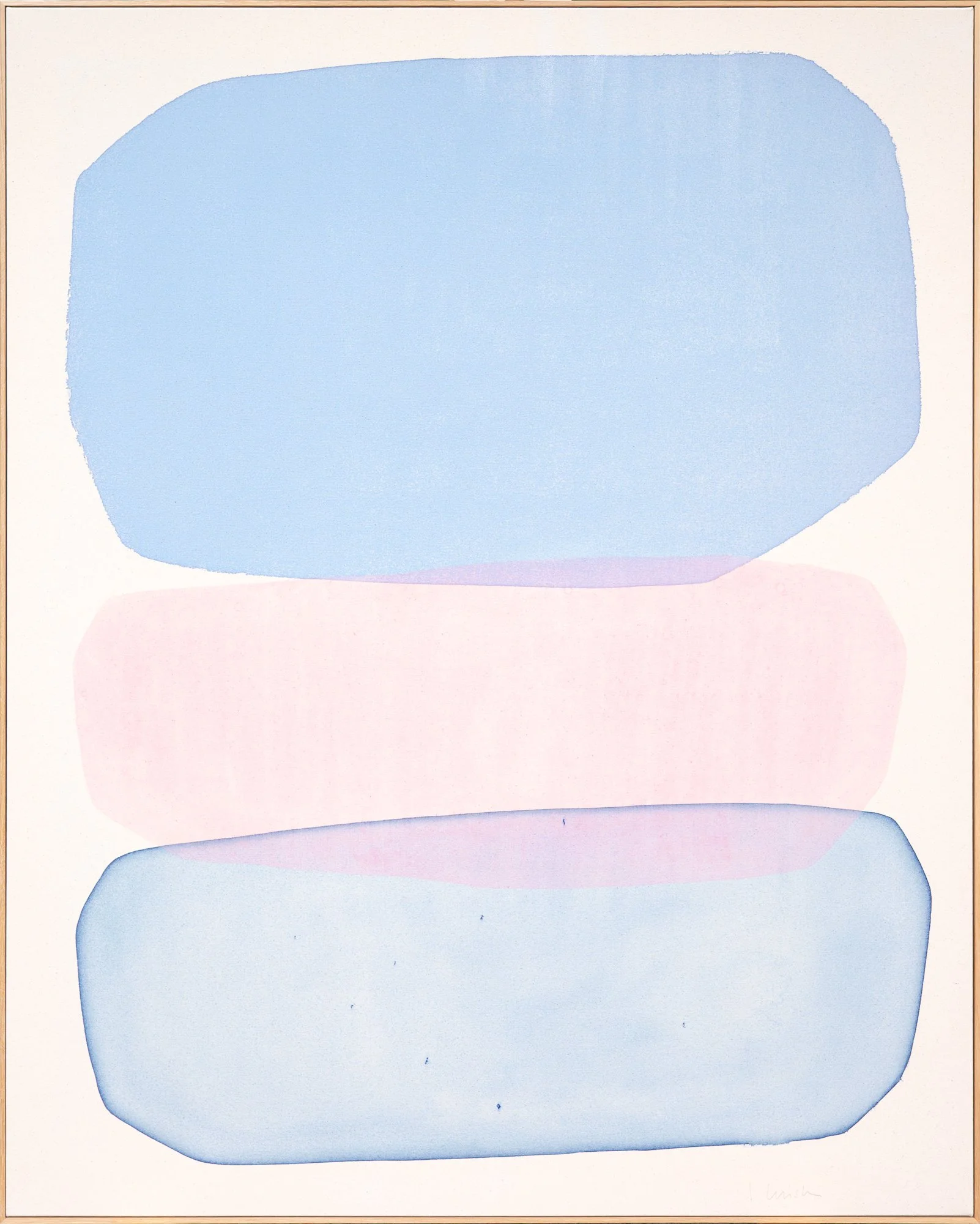 painting "barbapapa" by Simone Christen - minimalist painting featuring blue and light pink shapes