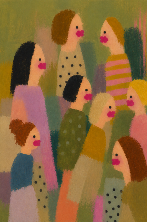 Line illustration of a group of figures