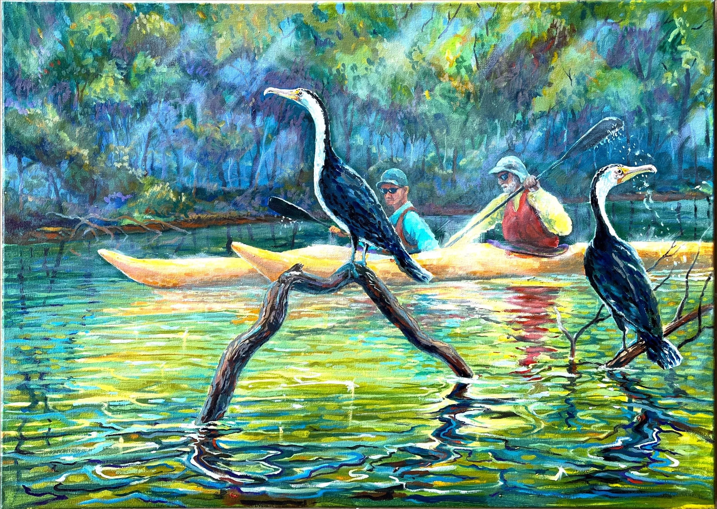Cormorants, 2021, Oil on board, 700 X 500