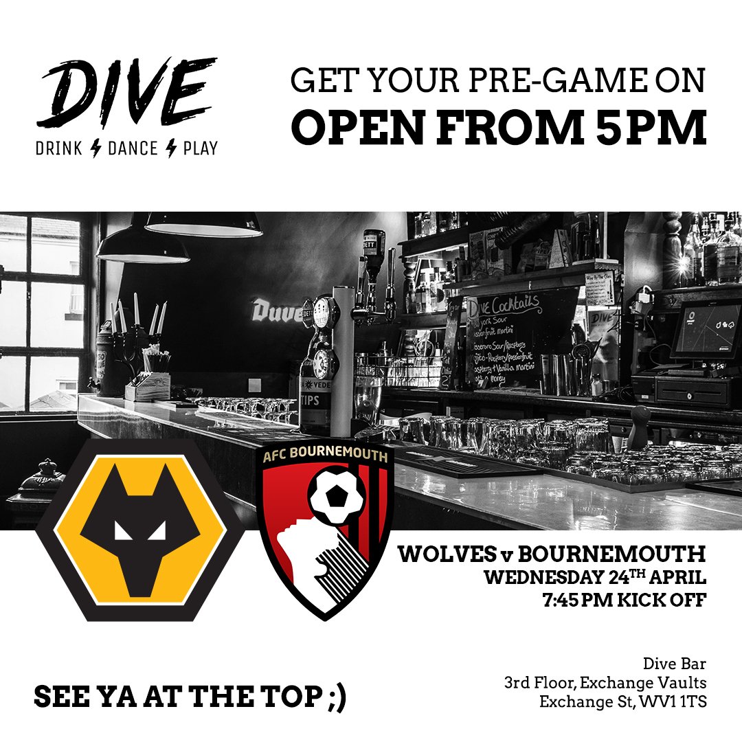 ⚽️ 🐺 ⚽️ 🐺 ⚽️ 
MORE⚡MATCHDAY⚡SPECIALS

THIS EVENING: @Wolves are back in action against Bournemouth at the golden palace, so we will be open from 5pm up until kick off. 
Come get a cold one 🍺🥃

THIS SATURDAY: We're open from noon ahead of Wolves h