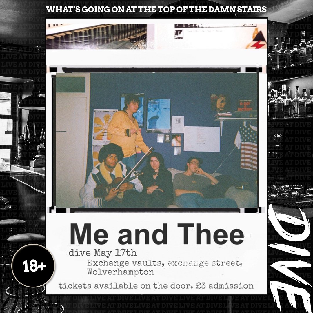 🚨 🚨 🚨
JUST ANNOUNCED
⚡ LIVE @ DIVE ⚡

FRIDAY 17/5 - from 7:30pm
@meandthee.online will be here with a headline show, plus special guests in support TBA!

Check out their debut single &lsquo;School of Blackbelts&rsquo; - out now on all streaming pl