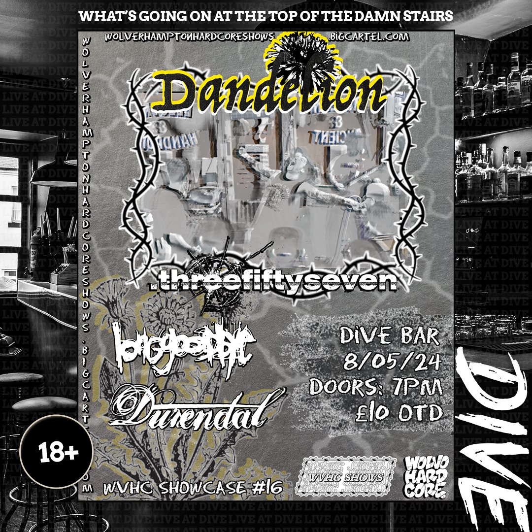 🚨 🚨 🚨 🚨 🚨
THIS⚡️WEDNESDAY - from 7pm
- - - - - - -
@wvhcshows are back in the house tomorrow for a stacked mid-week special, featuring @dandelionmp3, @threefiftyseven_uk, @longgoodbye.wav &amp; @durendal.tv 
18+
&pound;10 on the door
- - - - - -