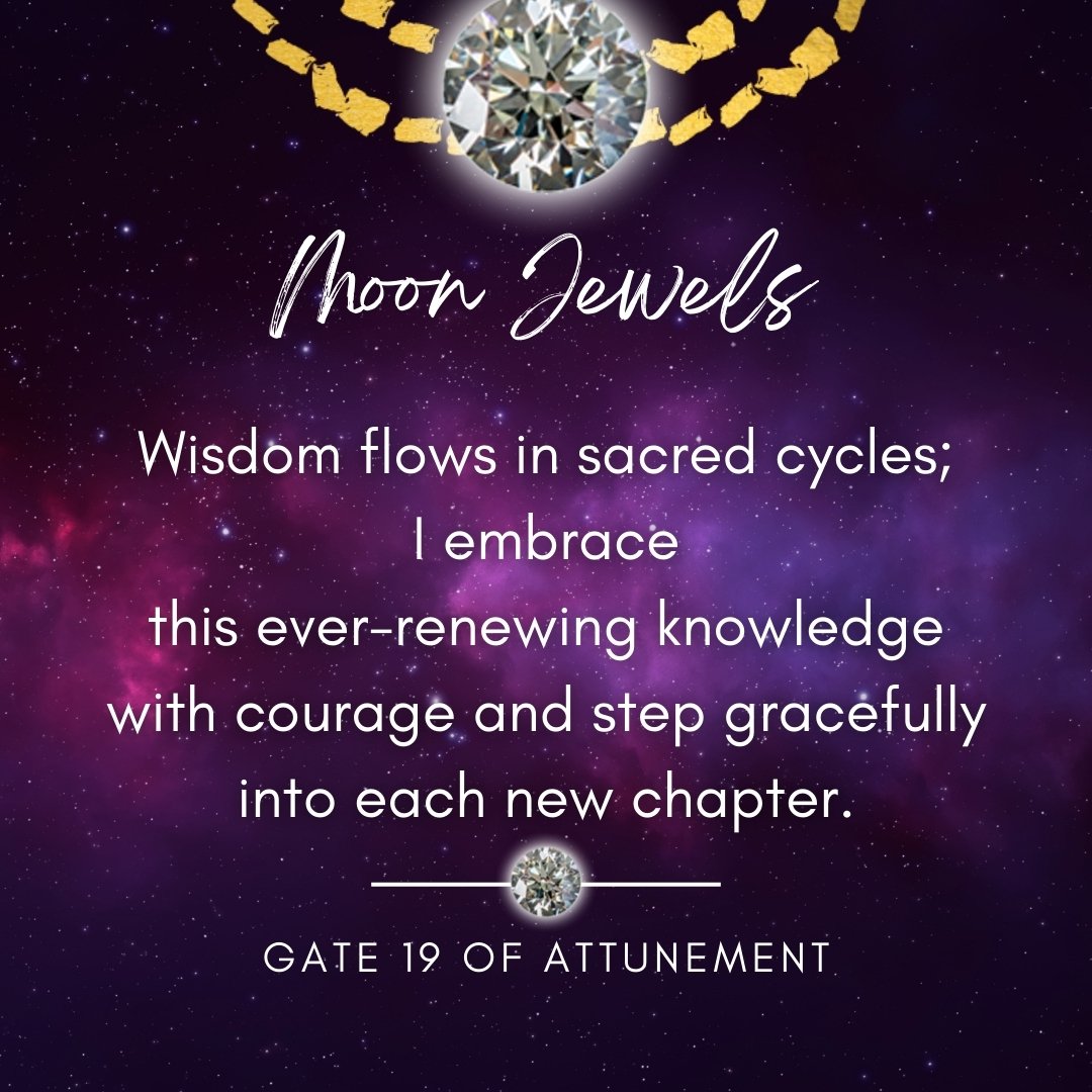 Jewels, 
As the Moon enters the Human Design Root Center Gate 19 of Attunement, we're reminded of the beautiful balance between our physical and spiritual needs. 🌿💫 

This gate enlightens us that thriving involves more than just surviving&mdash;it'