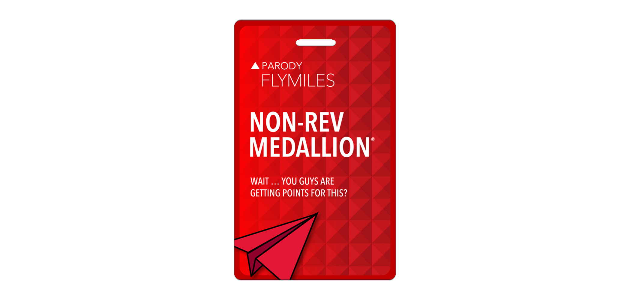 Non-Rev Medallion Parody Luggage Tag